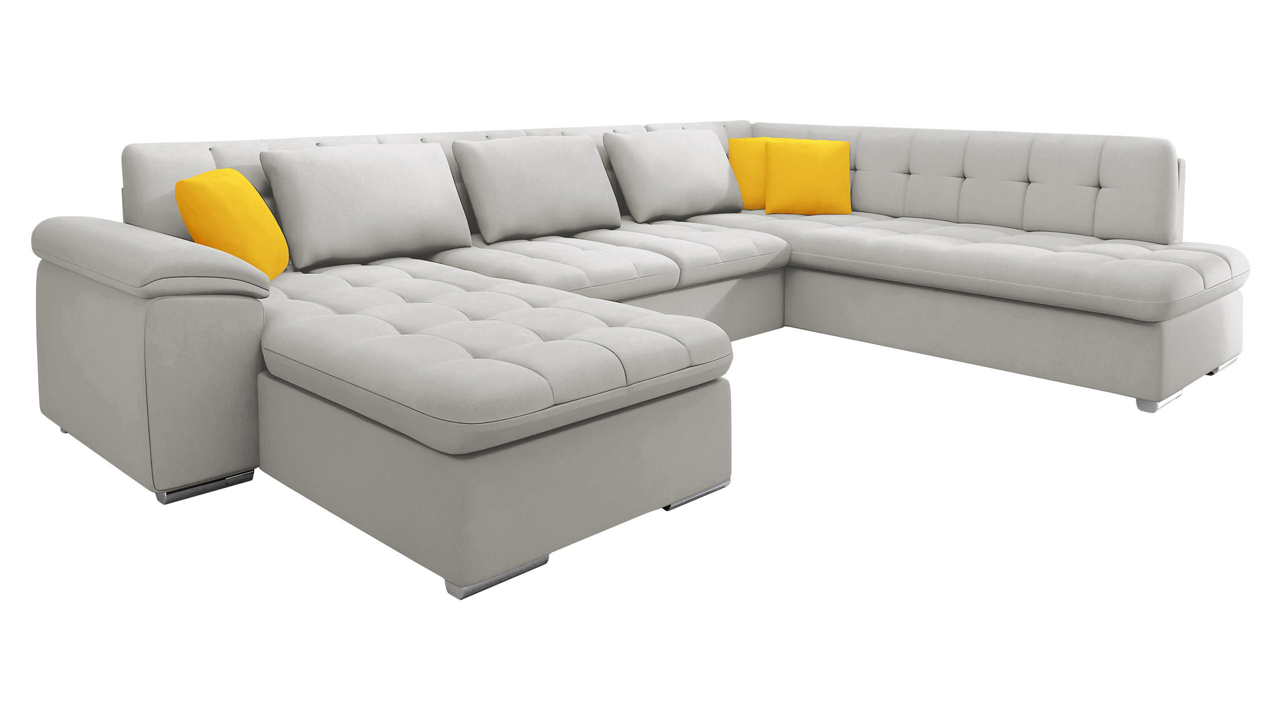 WOHNLANDSCHAFT Niko Bis Premium, Seite: Links - Hellgrau, Holz/Textil (348/76/205cm) - MIRJAN24