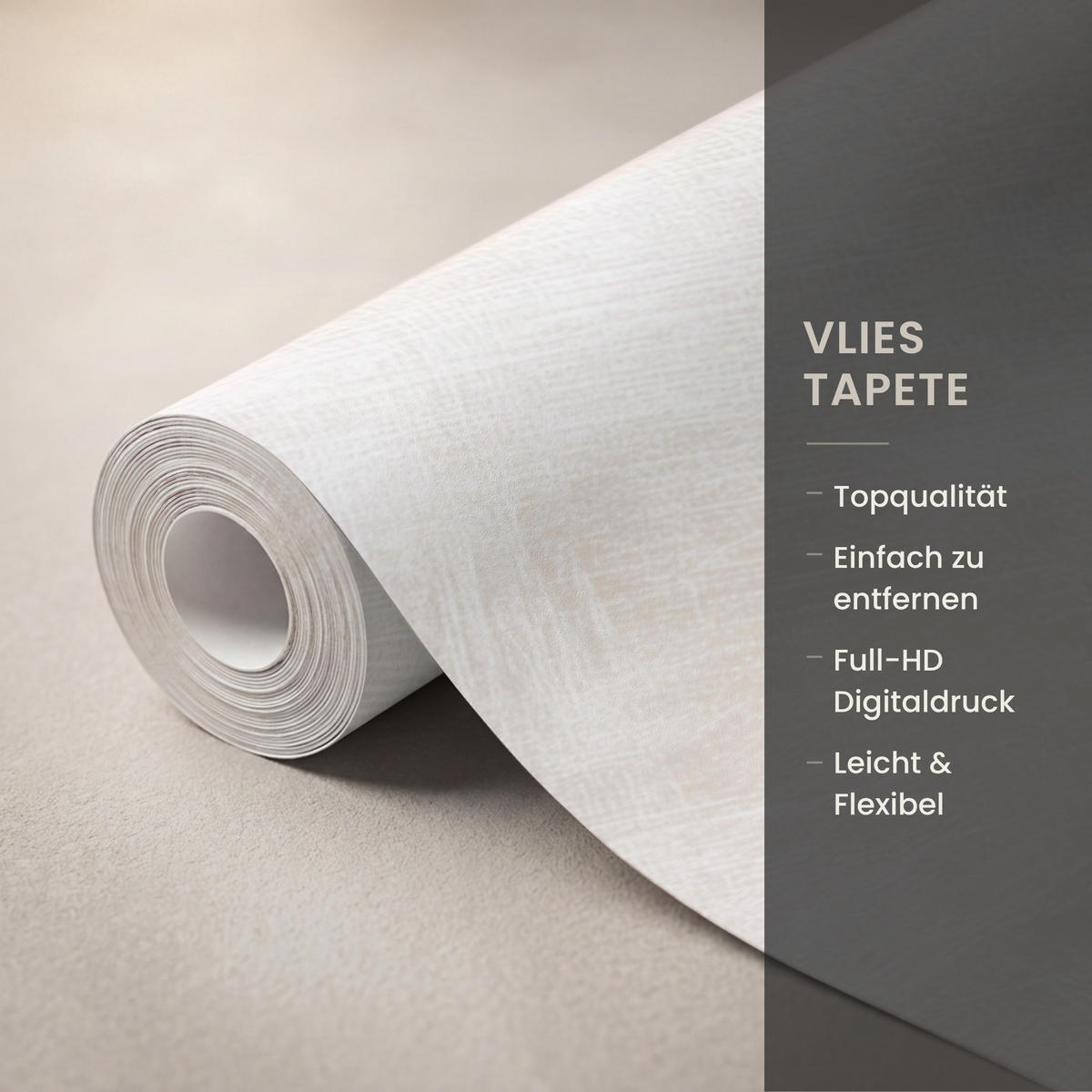 TAPETE - Dezent - Textur - Beige - 220x200 cm - Creme, Papier (220/200cm) - OnlyWow