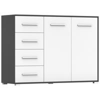 KOMMODE - Highboard IRYS 01 2D4S Schwarz + Weiß - Schwarz/Weiß, Holzwerkstoff (135/95/45cm) - Möblo