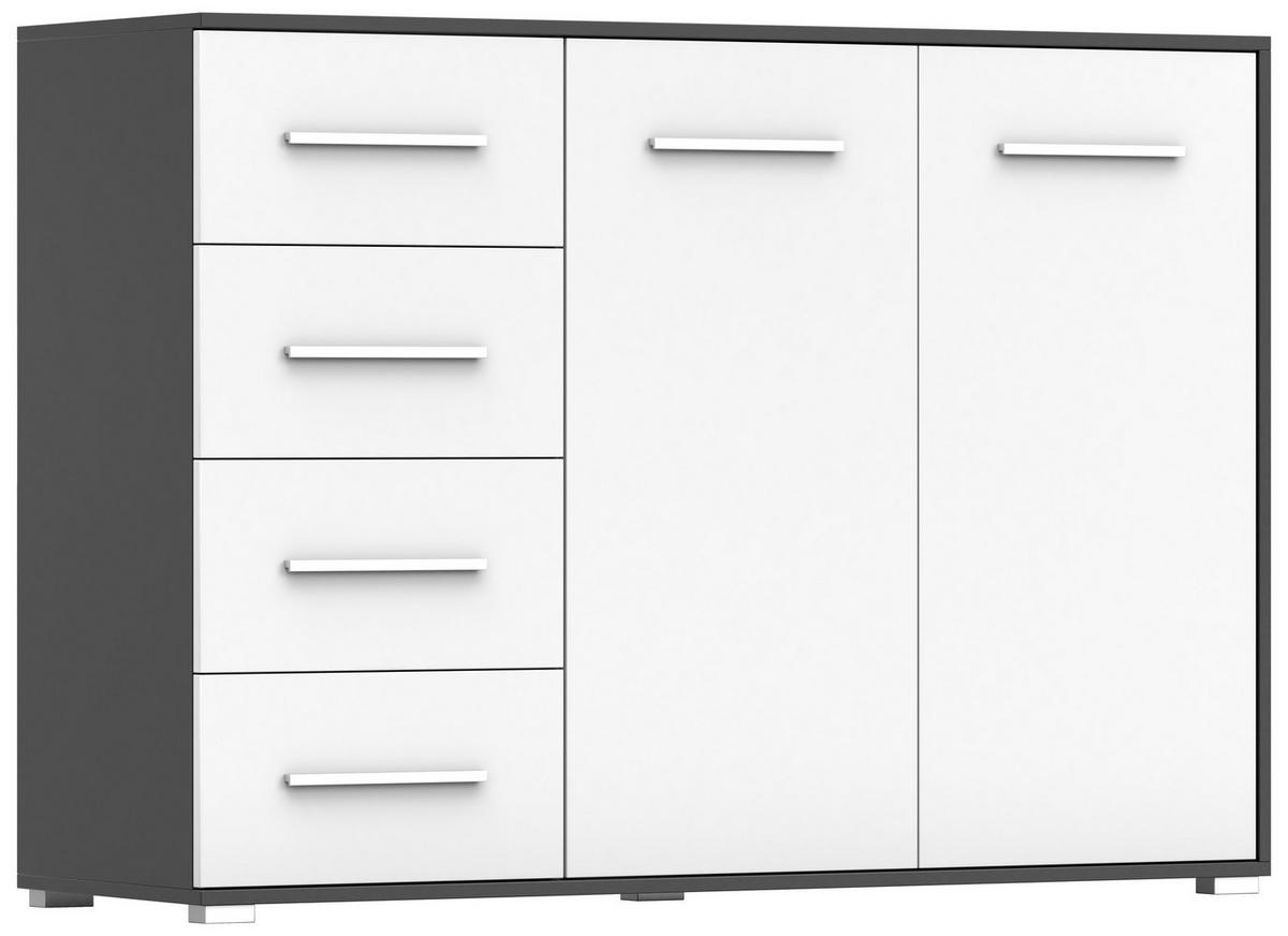 KOMMODE - Highboard IRYS 01 2D4S Schwarz + Weiß - Schwarz/Weiß, Holzwerkstoff (135/95/45cm) - Möblo
