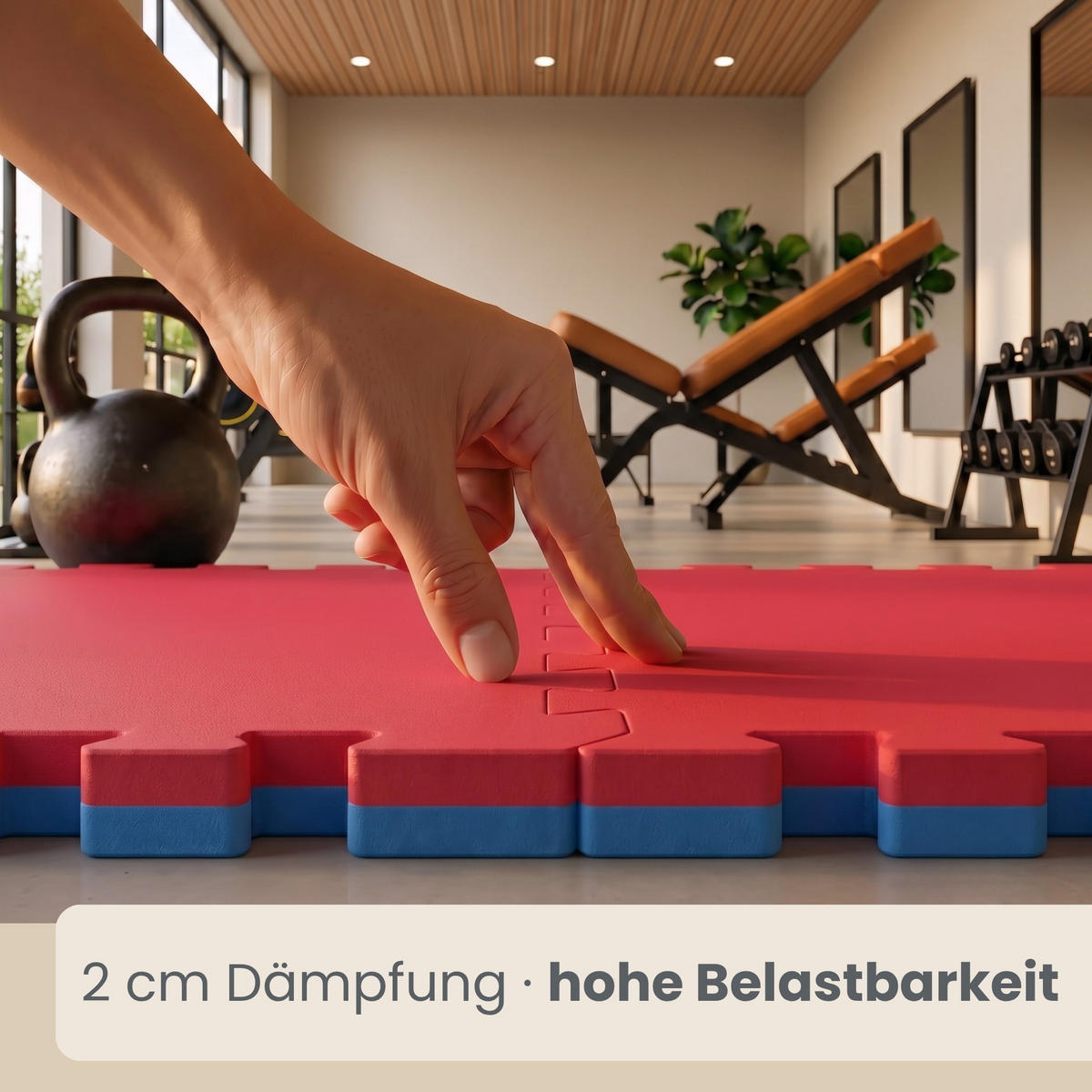 KAMPFSPORTMATTE - 4er Set - 63/63/2 cm - Rot / Blau - Blau, Kunststoff (63/63cm) - eyepower