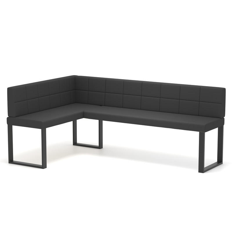 ECKBANK links SANA U Kunstleder gesteppt, 128/168 cm Schwarz - Schwarz, Kunststoff/Textil (128/168cm) - Idohome