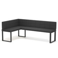 ECKBANK links SANA U Kunstleder gesteppt, 128/168 cm Schwarz - Schwarz, Kunststoff/Textil (128/168cm) - Idohome