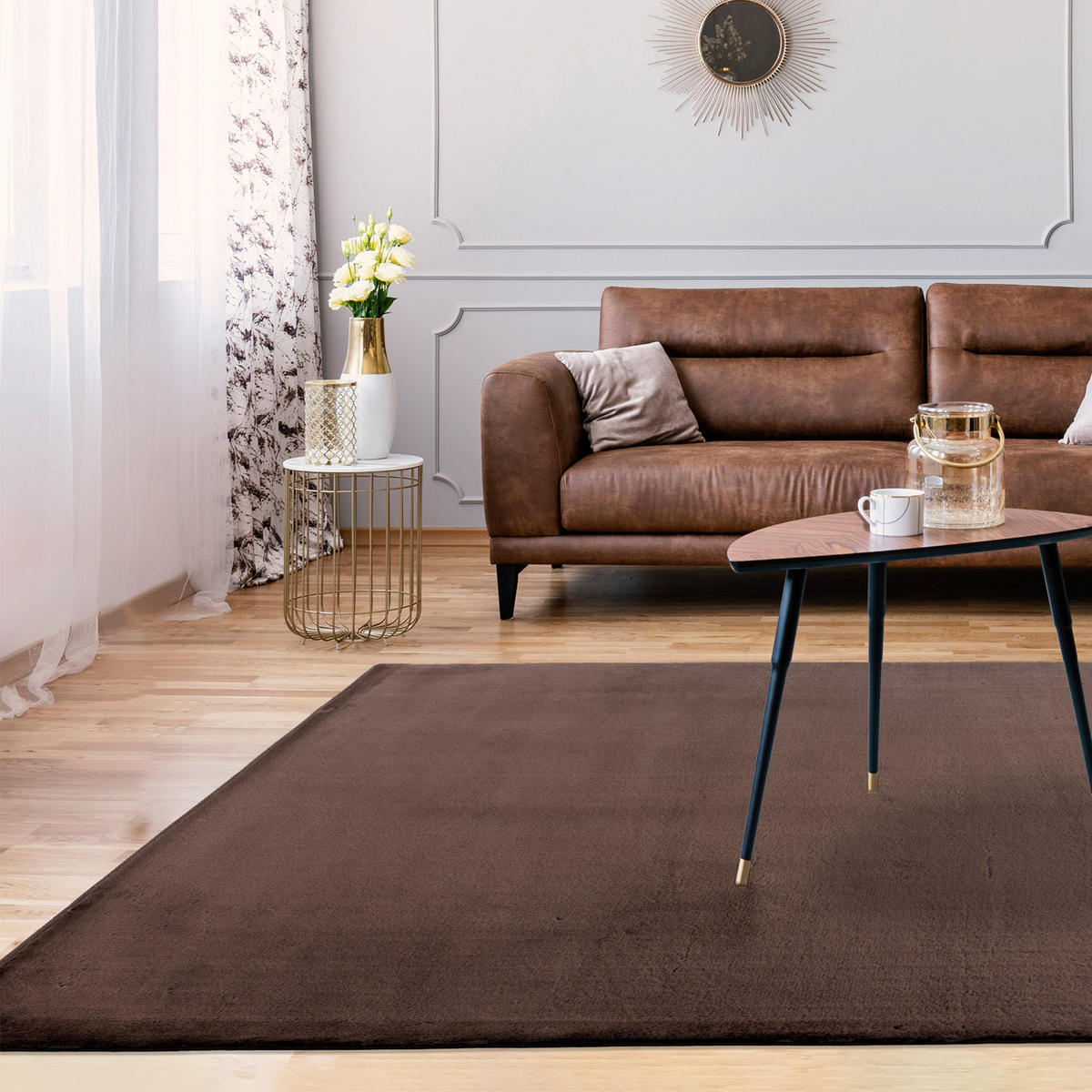 HOCHFLOR-TEPPICH Topia 400 Dunkelbraun 80x150 cm - Taupe, Textil (150/80cm) - carpet city