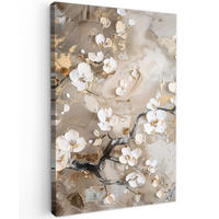 LEINWANDBILD - Blumen - Weiß - Gold - Beige - Luxus - 20x30 - Bilder - Greige, Textil (20/30cm) - MuchoWow
