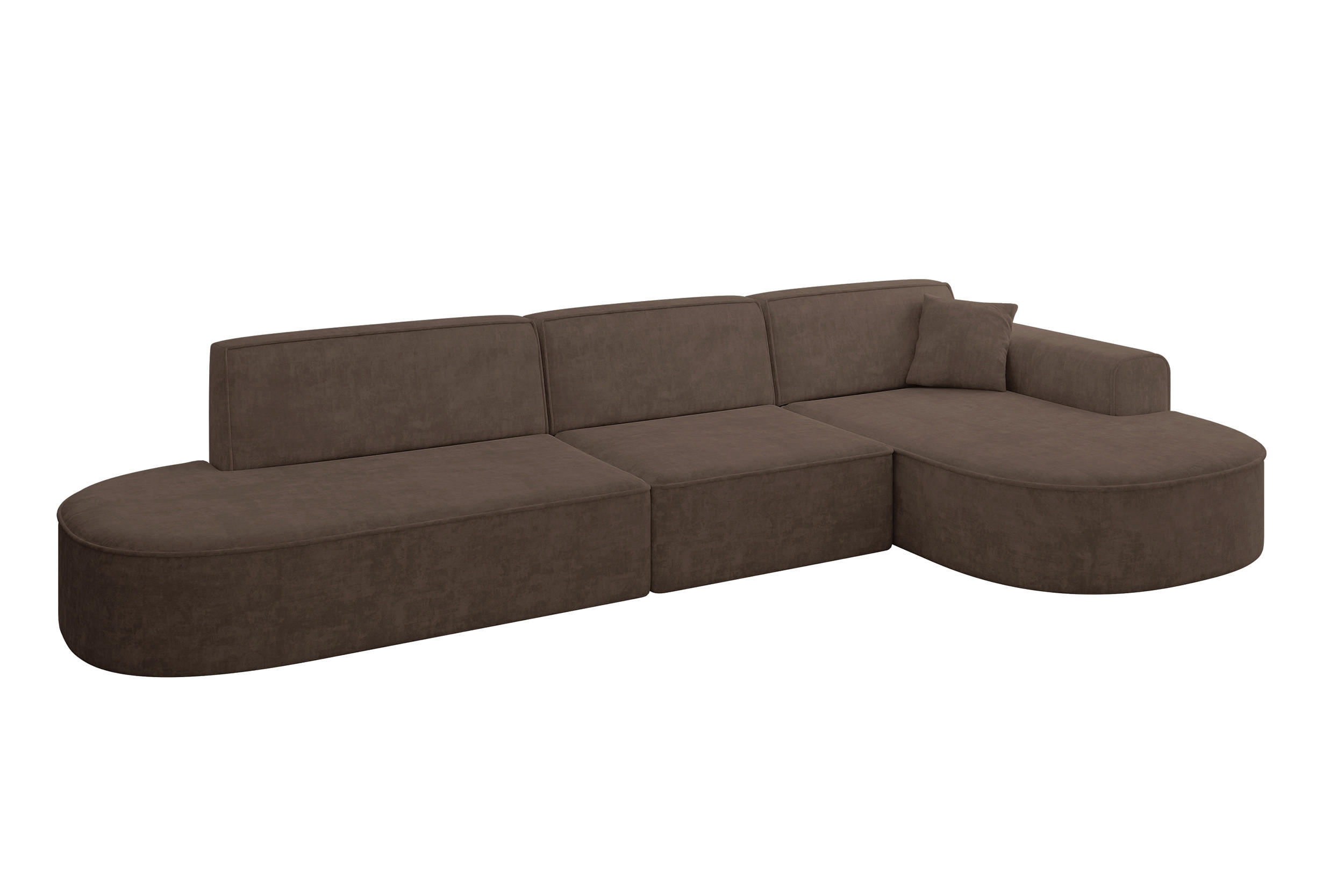 ALTDECOR ROHOVÁ SEDACÍ SOUPRAVA s otomanem vpravo MARI-L2 – 328 x 171 x 79 cm, hnědý velur