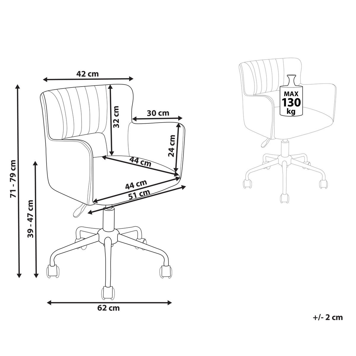 BÜROSTUHL Samtstoff Blau Sanilac - Blau, Textil/Metall (62/79/62cm) - Beliani