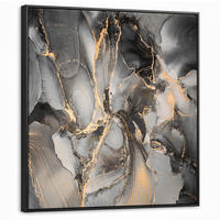 LEINWAND Bilder mit Rahmen - Grau - Luxus - Gold - Marmor - 90x90 - Dunkelgrau, Textil (90/90cm) - MuchoWow