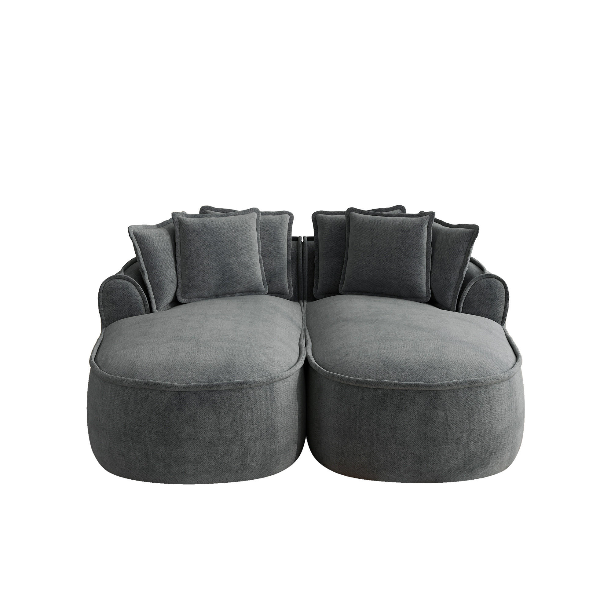 2-SITZER Sofa 184x164x67 cm aus Chenille-Stoff rahmenlos modular, grau - Grau, Textil (164/67/184cm) - Luhomfu
