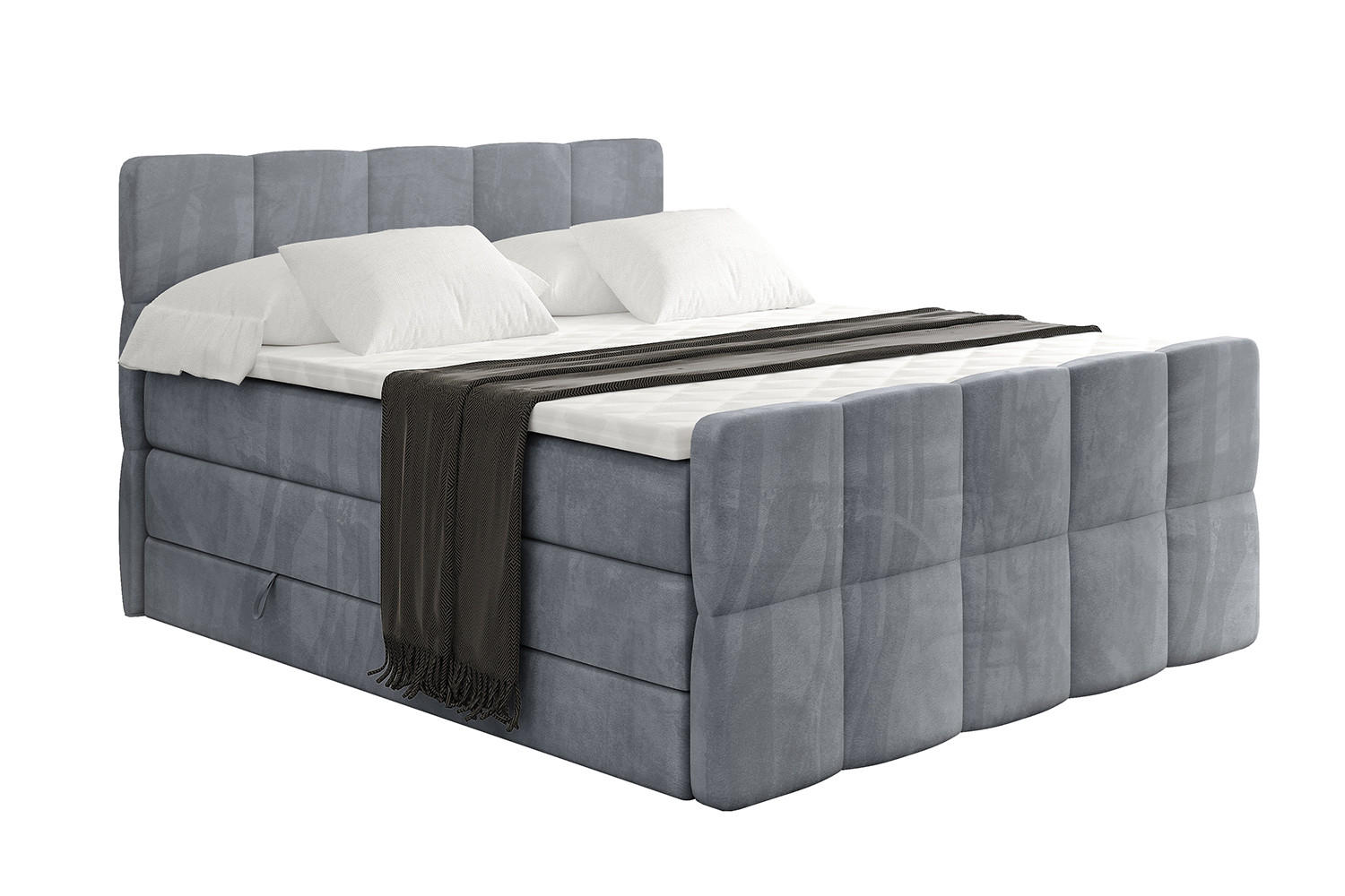 BOXSPRINGBETT mit Matratze und Lattenrost - LIRO-Z KING-200x200 - Grau Casablanca - Grau, Holzwerkstoff (200/200cm) - ALTDECOR