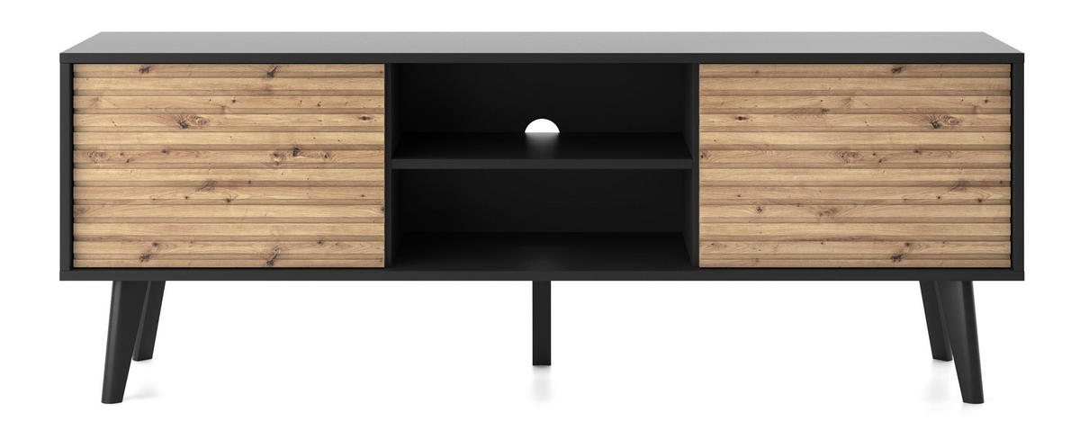 TV-SCHRANK Willow Schwarz - Schwarz/Eiche Artisan, Holzwerkstoff (154/56/39cm) - Bettso