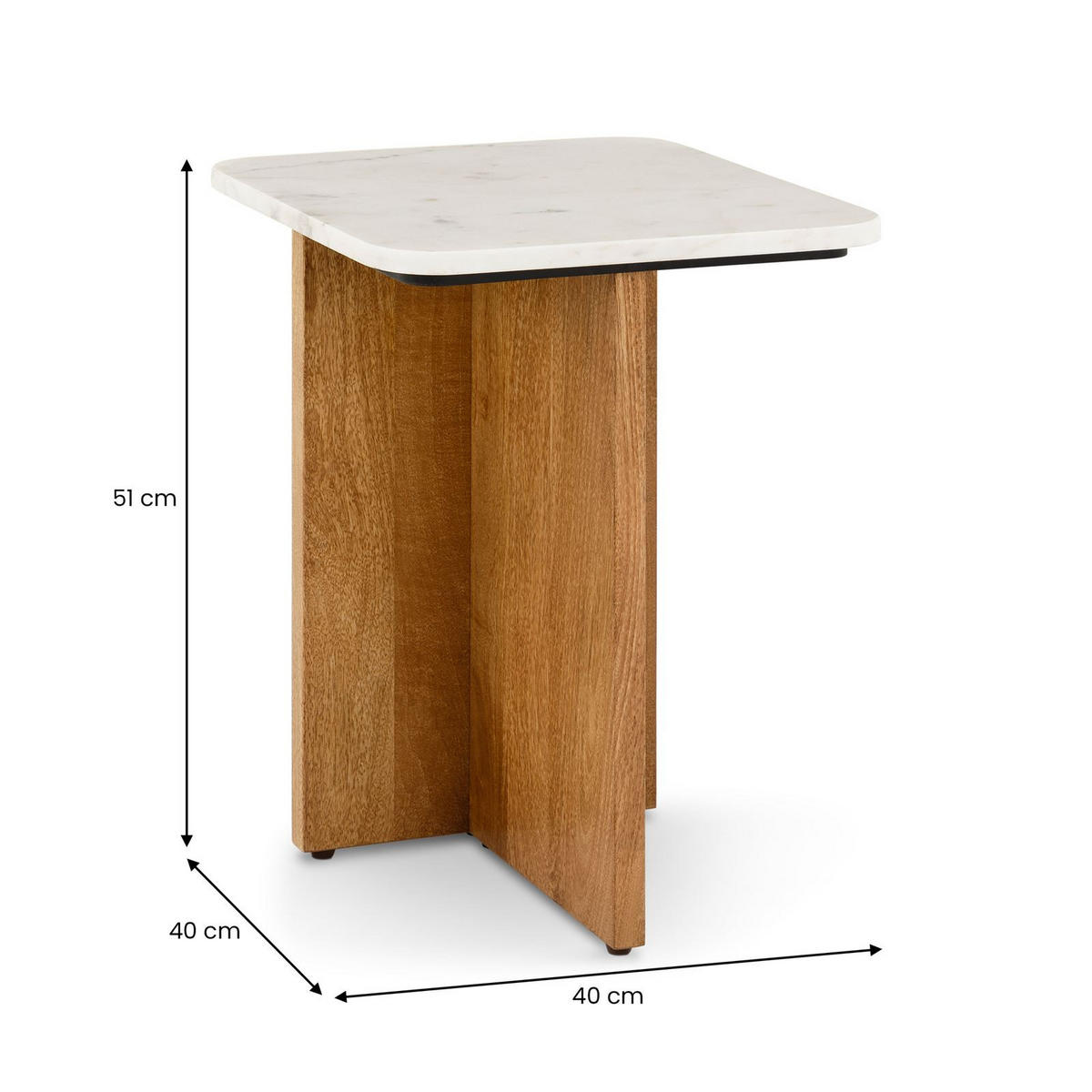 BEISTELLTISCH VARANASI - Weiß/Naturfarben, Naturmaterialien/Holz (40/40/51cm) - IDIMEX