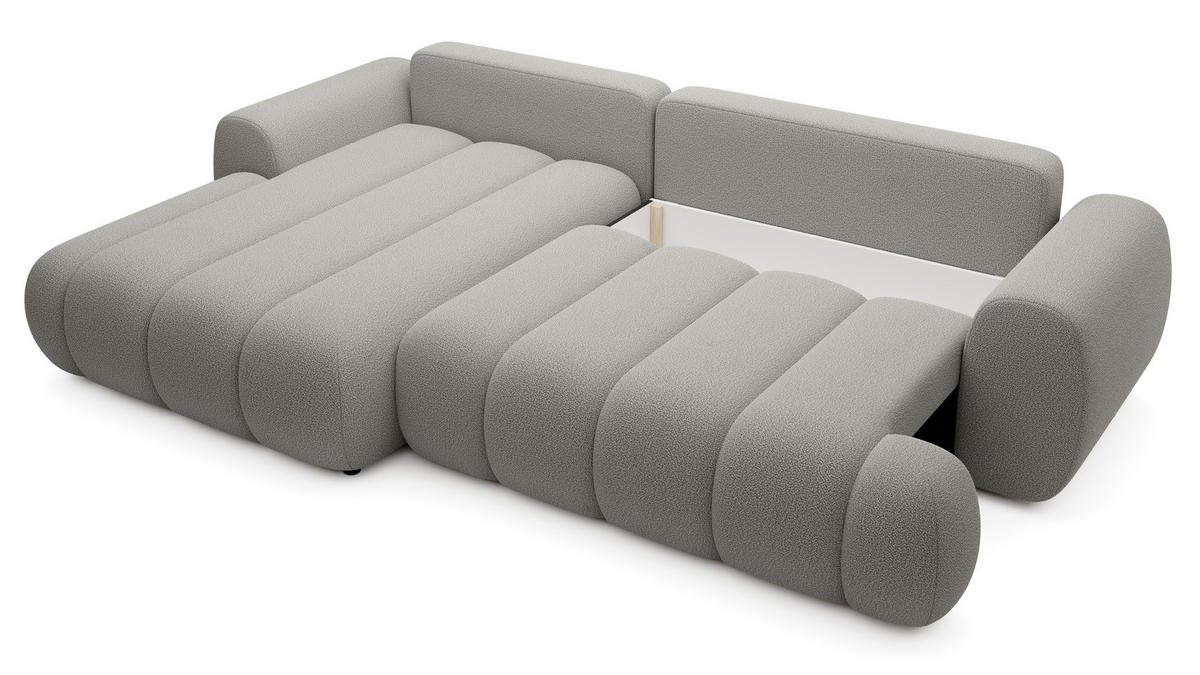 ECKSOFA mit Bettkasten Puro 270 cm, Links, Hellgrau - Hellgrau, Holz (272/168cm) - Emporius