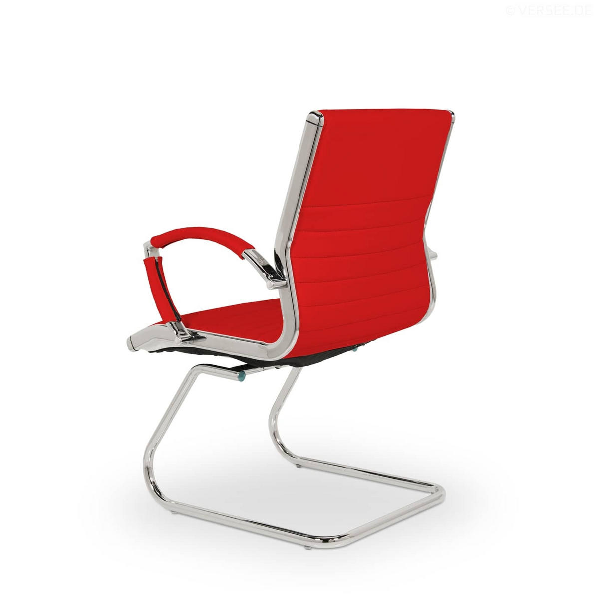 BESUCHERSTUHL Montreal Echtleder Rot – ergonomisch, 150 kg belastbar - Rot, Leder/Metall (60/95/60cm) - Versee