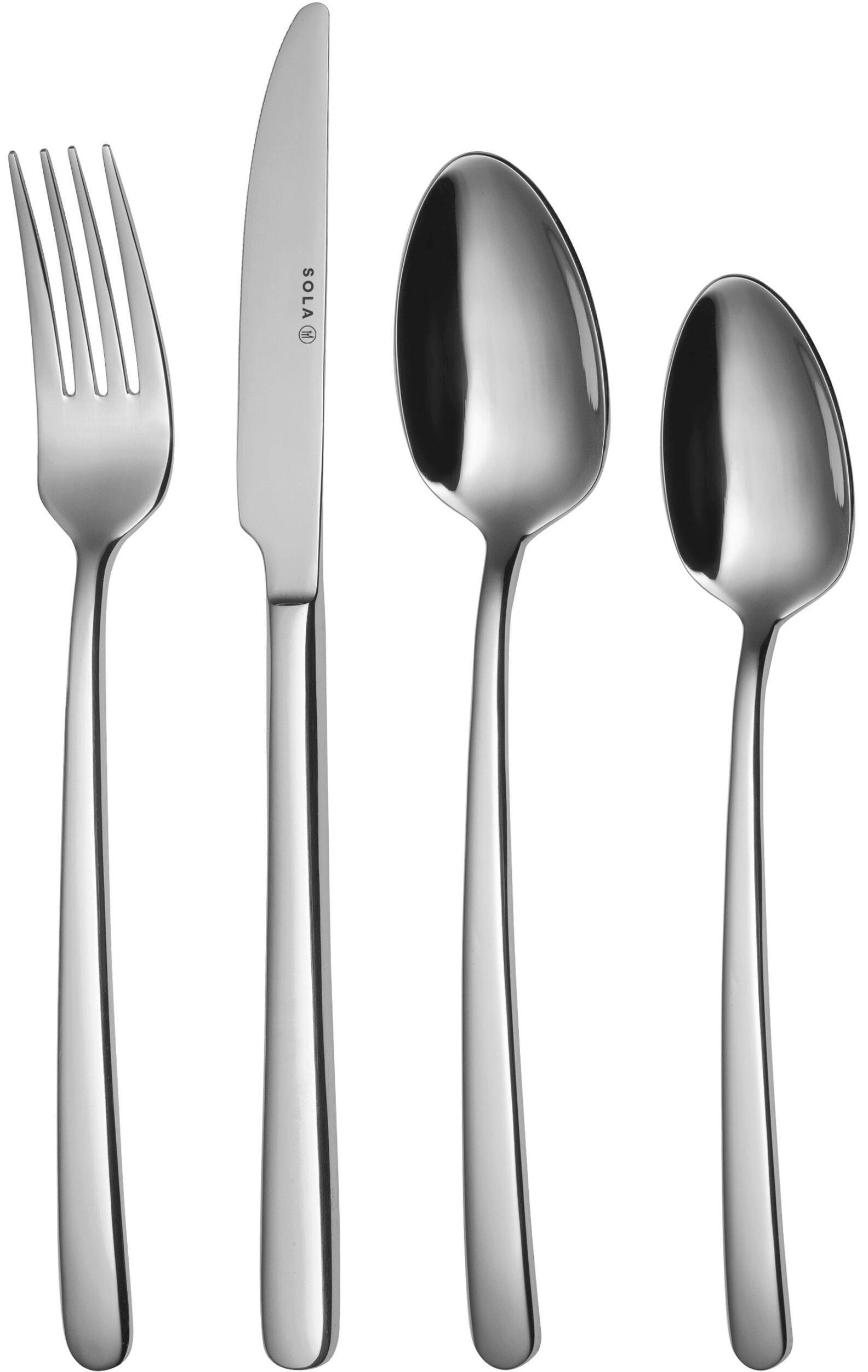BESTECKSET Donau - 18/10 Edelstahl - 24-teilig / 6 Personen - Silberfarben, Metall - Sola