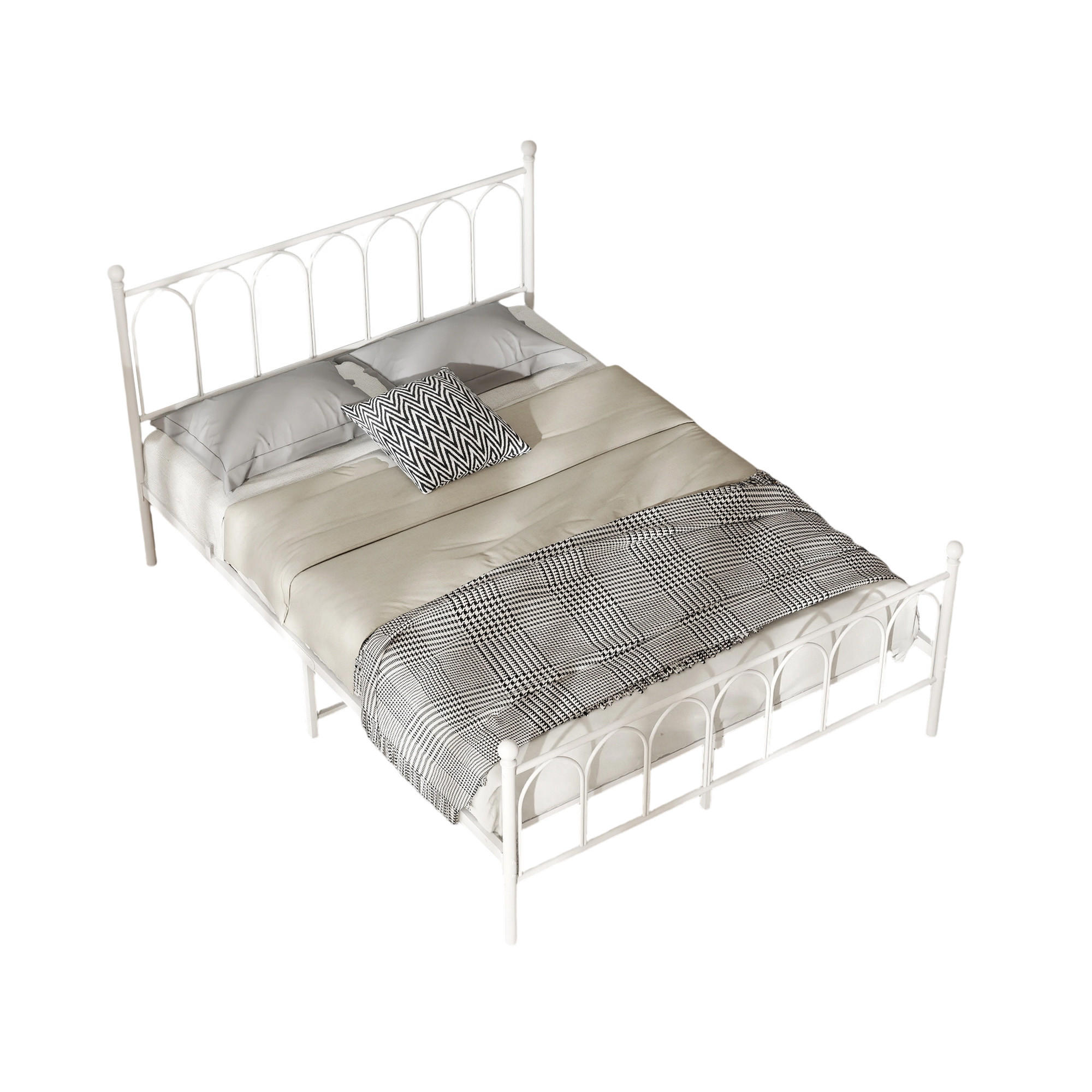 EINZELBETT 140/200 cm Weiß Bettgestell aus Metall - Weiß, Metall (140/200cm) - OKWISH