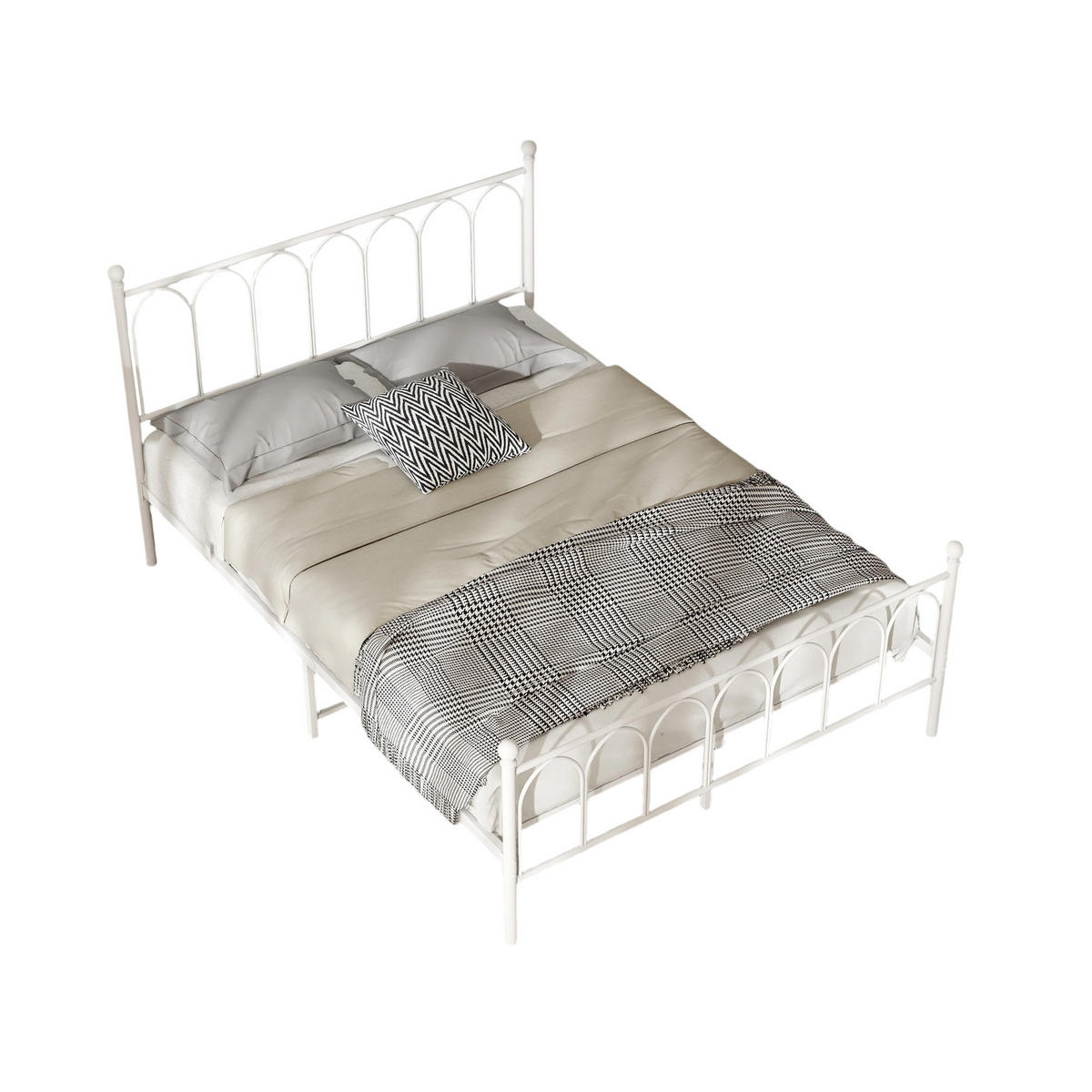 EINZELBETT 140/200 cm Weiß Bettgestell aus Metall - Weiß, Metall (140/200cm) - OKWISH