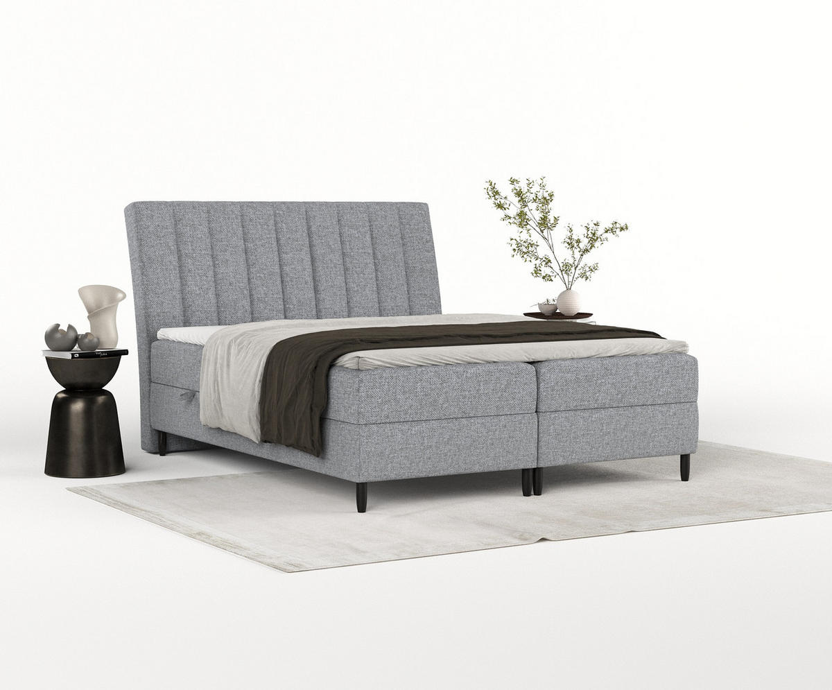 BOXBETT Merton Grau 180/200 cm - Schwarz/Grau, Holz/Holzwerkstoff (180/200cm) - Maison de Reve