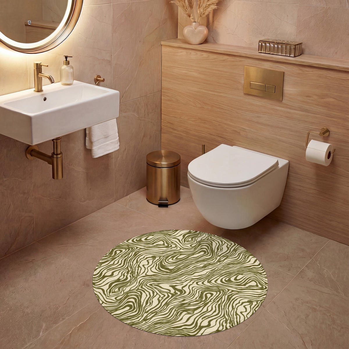 WC PŘEDLOŽKA Abstraktní - Mramor - Zelený 70x70 cm - tmavě zelená, textil/plast (70/1cm) - OnlyWow