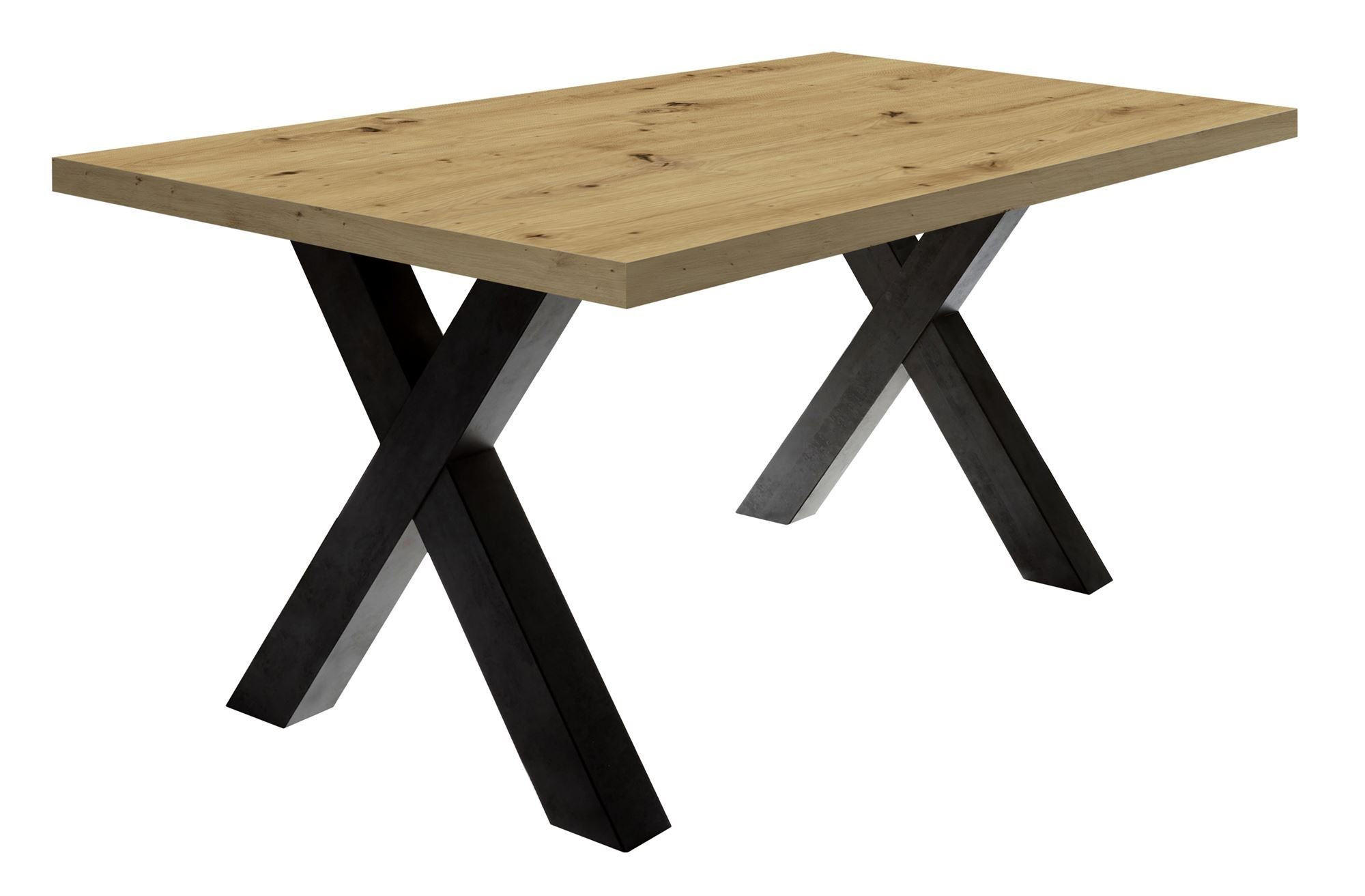 ESSZIMMERTISCH Eike 8 160 x 90 x 75 Esstisch Schwarzstahl/Asteiche - Naturfarben, Holz (160/90/75cm) - 58aufmkessel
