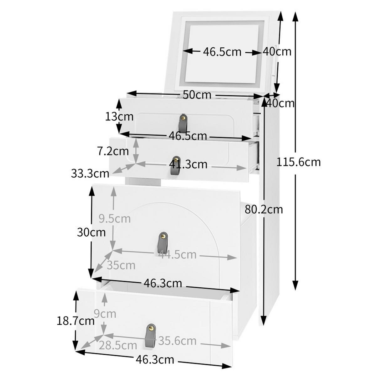 SCHMINKTISCH in Weiß(Enthält Make-up-Hocker) mit 3 Schubladen - Weiß, Holz (50/115.6/40cm) - KOMHTOM