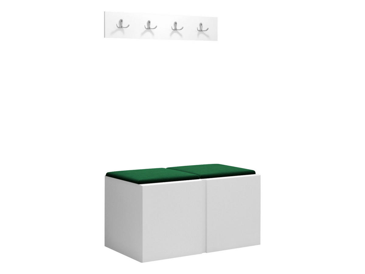 GARDEROBEN-SET Orion VI - Weiß/Grün, Holzwerkstoff/Kunststoff (84/42/46cm) - MIRJAN24