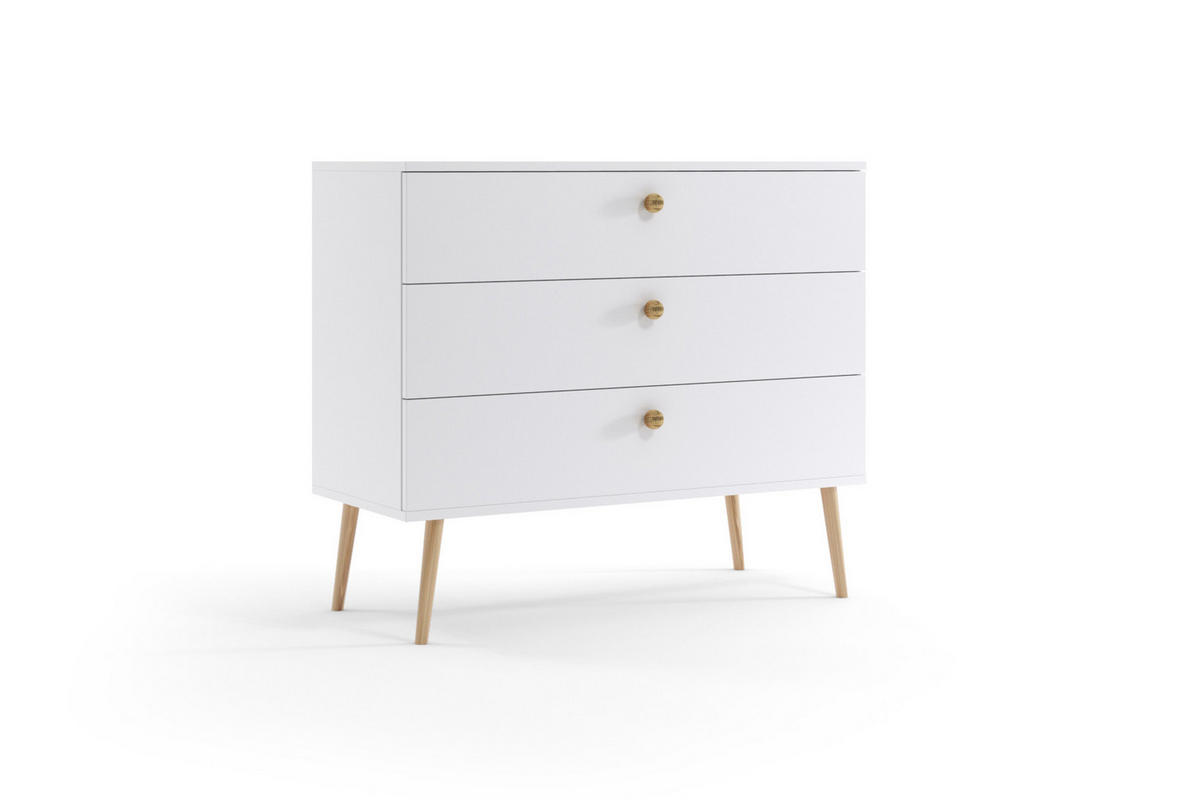 KOMMODE Schrank Kenure Weiß - Weiß, Holzwerkstoff (41/85/100cm) - Fedve