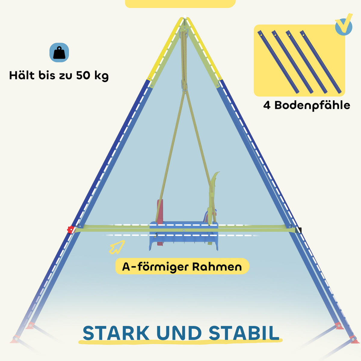 BABYSCHAUKEL Stahl Kunststoff Blau - Blau, Kunststoff (155/128cm) - AIYAPLAY