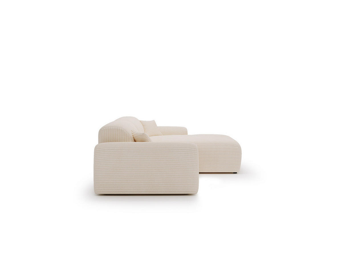 ECKSOFA mit Longchair - Cord - Creme/Schwarz, Kunststoff/Textil (284/178cm) - home24