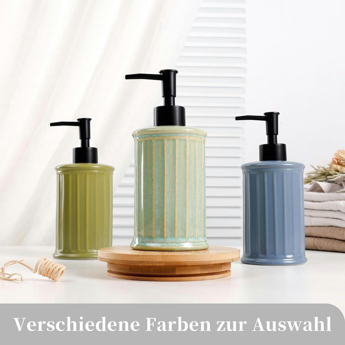 SEIFENSPENDER Keramik 350ml Gelbliches Grün - Hellgrün, Keramik (9/14.3/9cm)