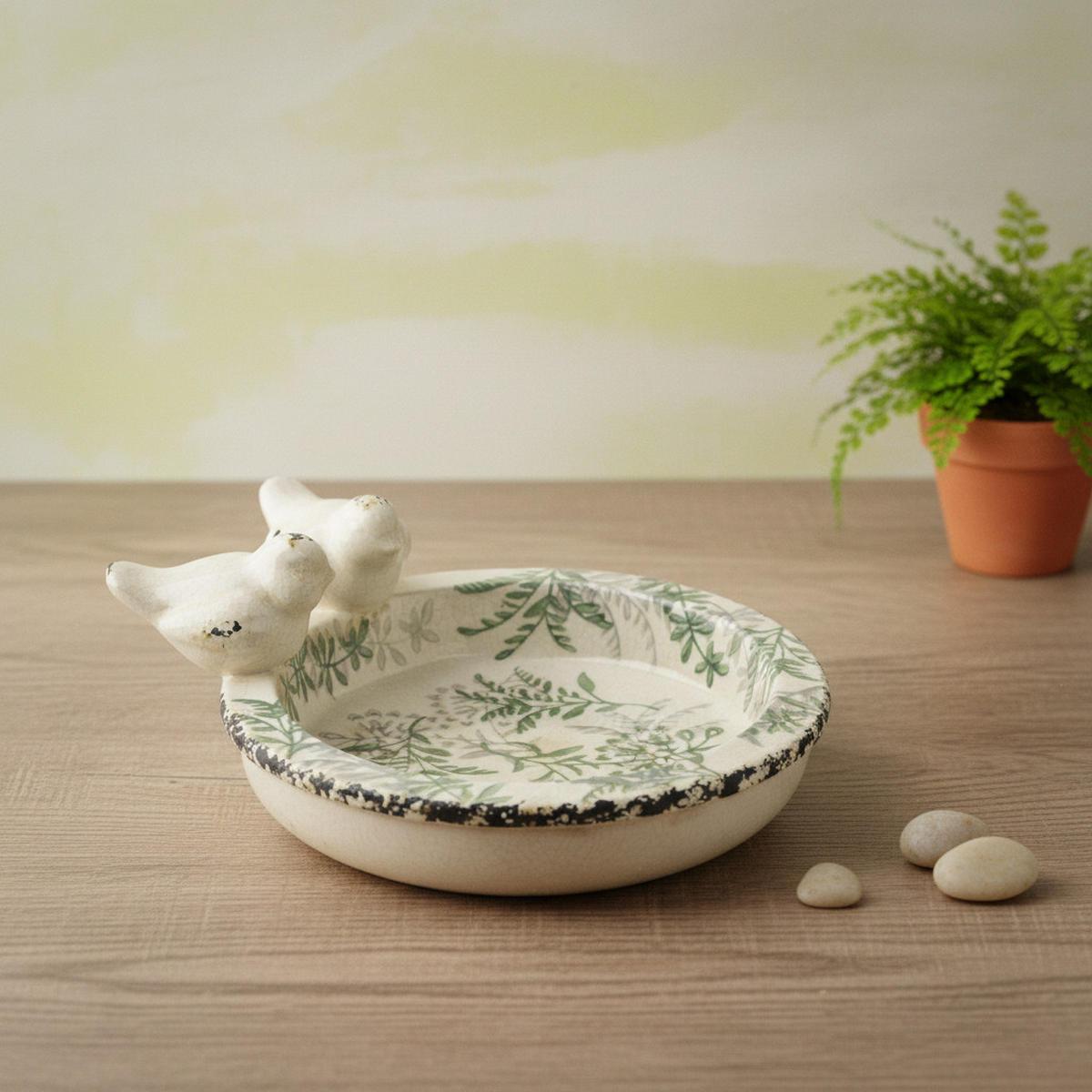 VOGELTRÄNKE Crocket beige 29/25/11 cm Keramik - Grün, Keramik (29/11/25cm) - Mondex