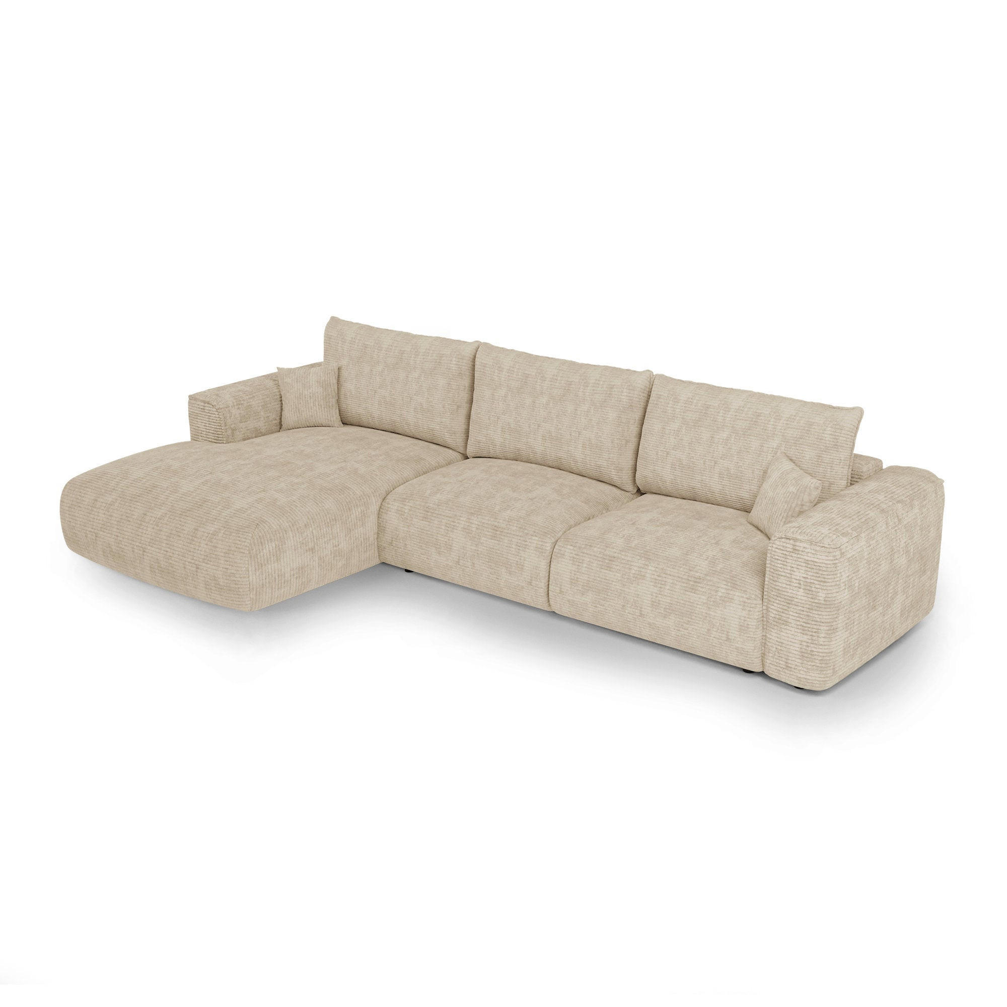 LINKSECK-SCHLAFSOFA mit Stauraum COMO Cord Beige 297cm - Beige, Textil (297/167cm) - Premium Interiors