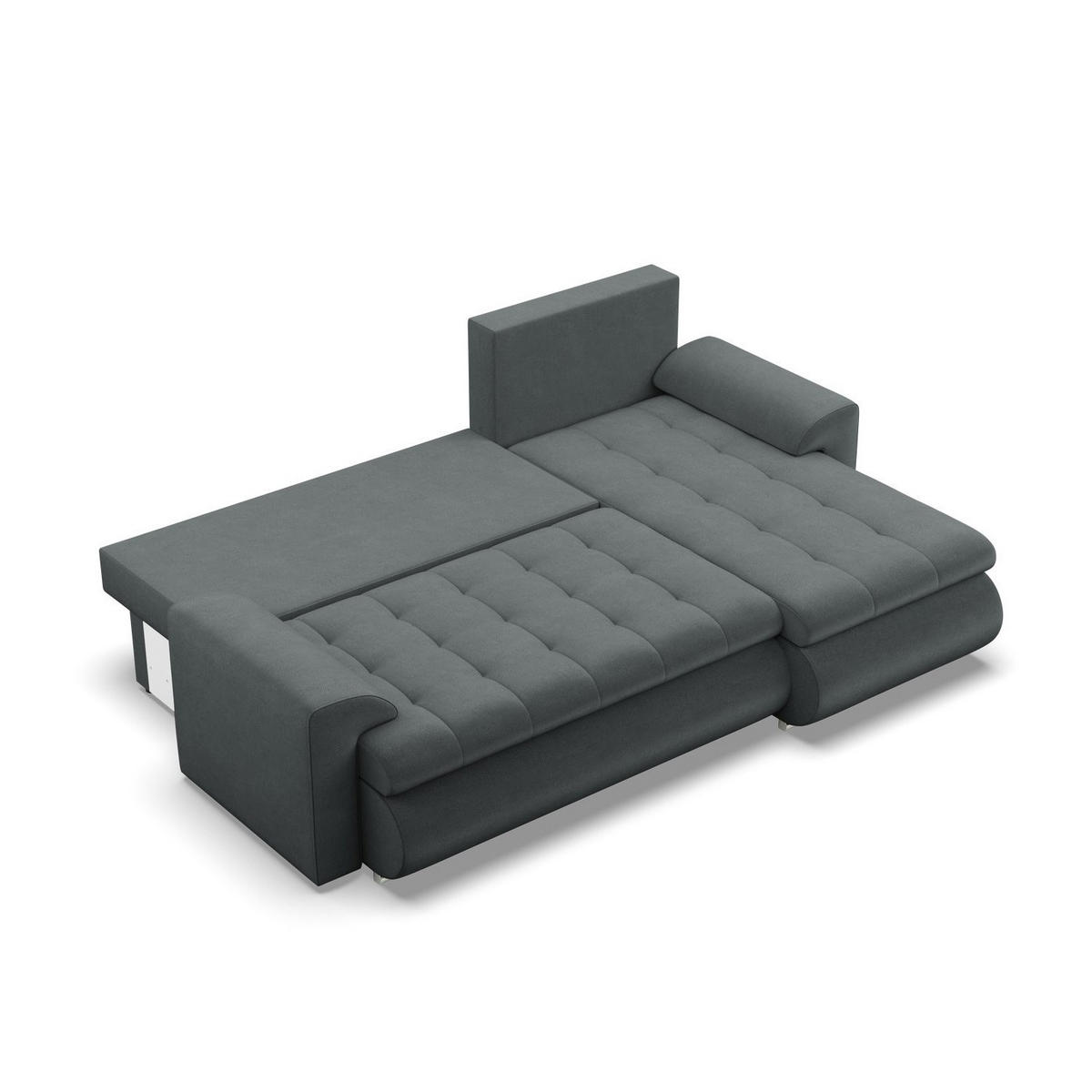 ECKSOFA RECHTS MIT SCHLAFFUNKTION FORESTA, Dunkelgrau - Dunkelgrau, Textil (230/159cm) - Mebligo