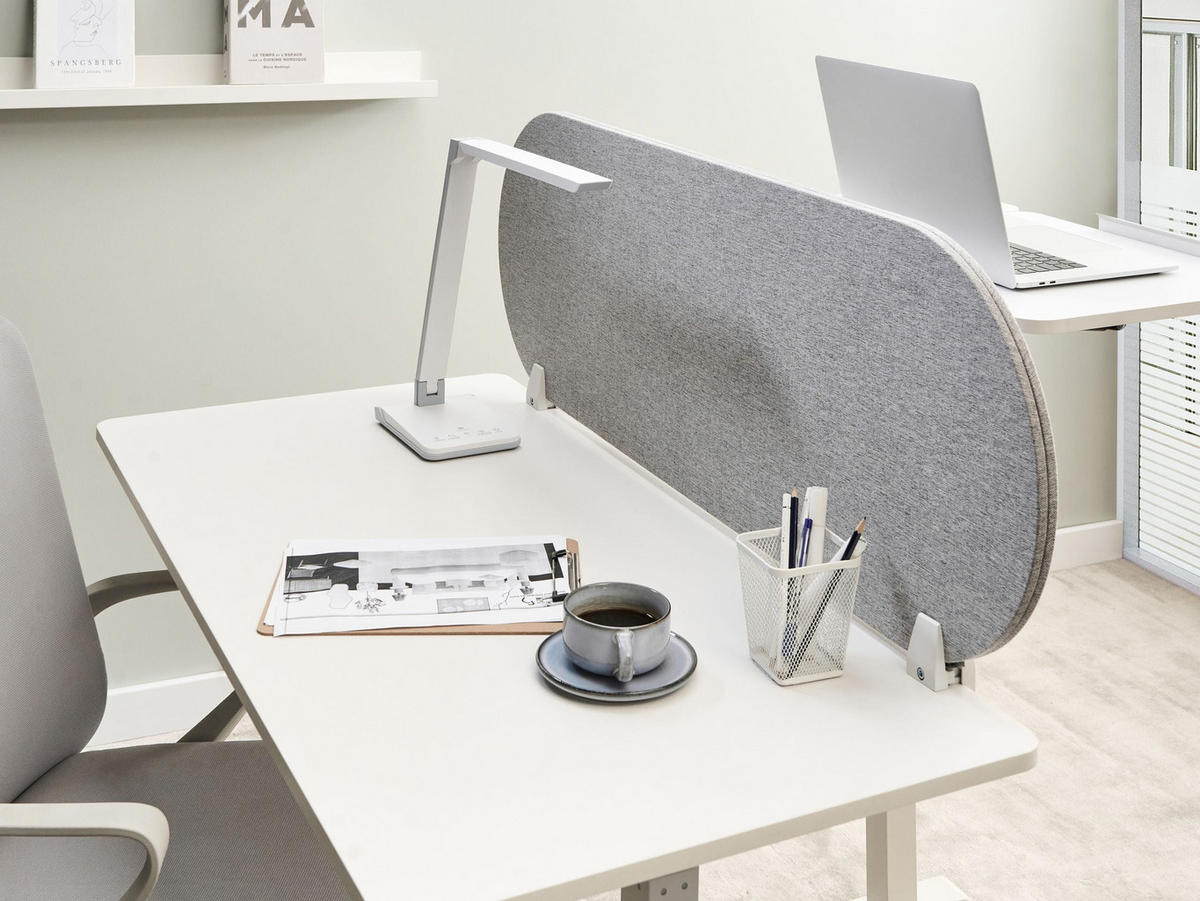 SCHREIBTISCHTRENNWAND Hellgrau 120x2x40 Sparky - Hellgrau, Kunststoff (120/40/2cm) - Beliani