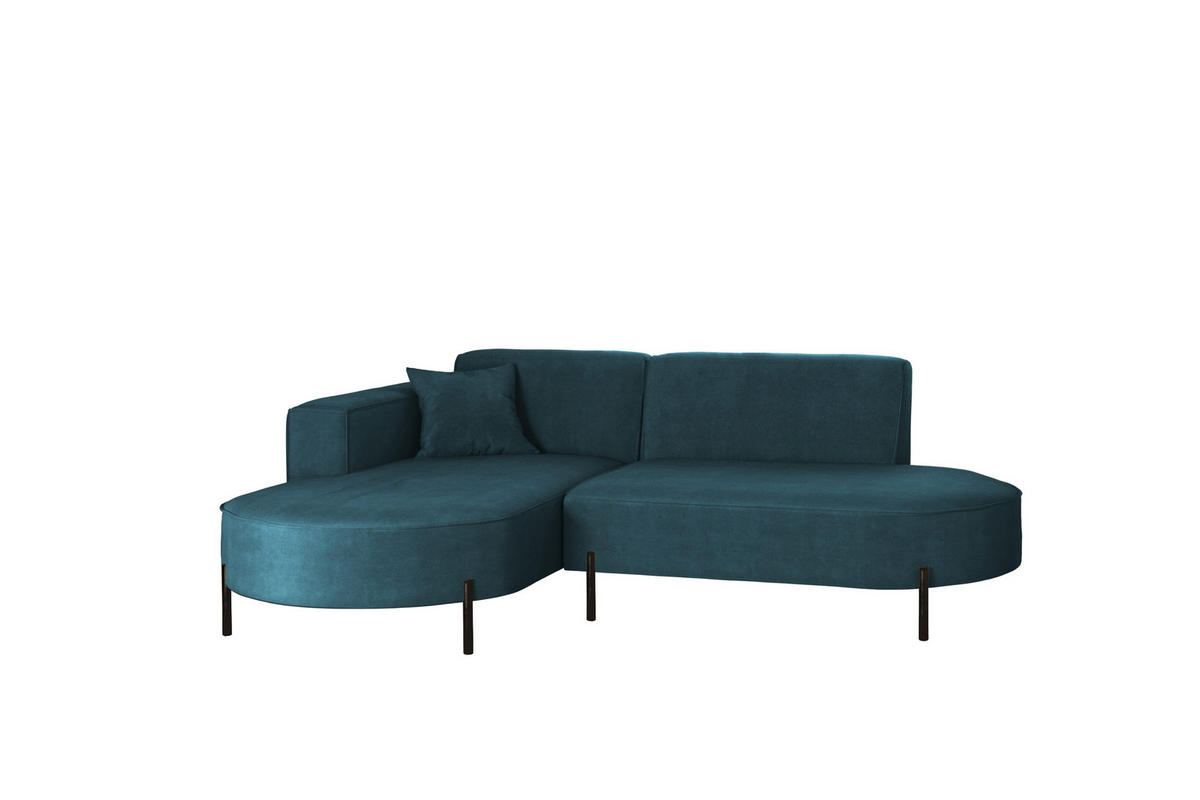 ECKSOFA L-Form Designer Modena Rein Stoff Noel Blau Links - Blau, Holz/Textil (165/236cm) - Kaiser Möbel