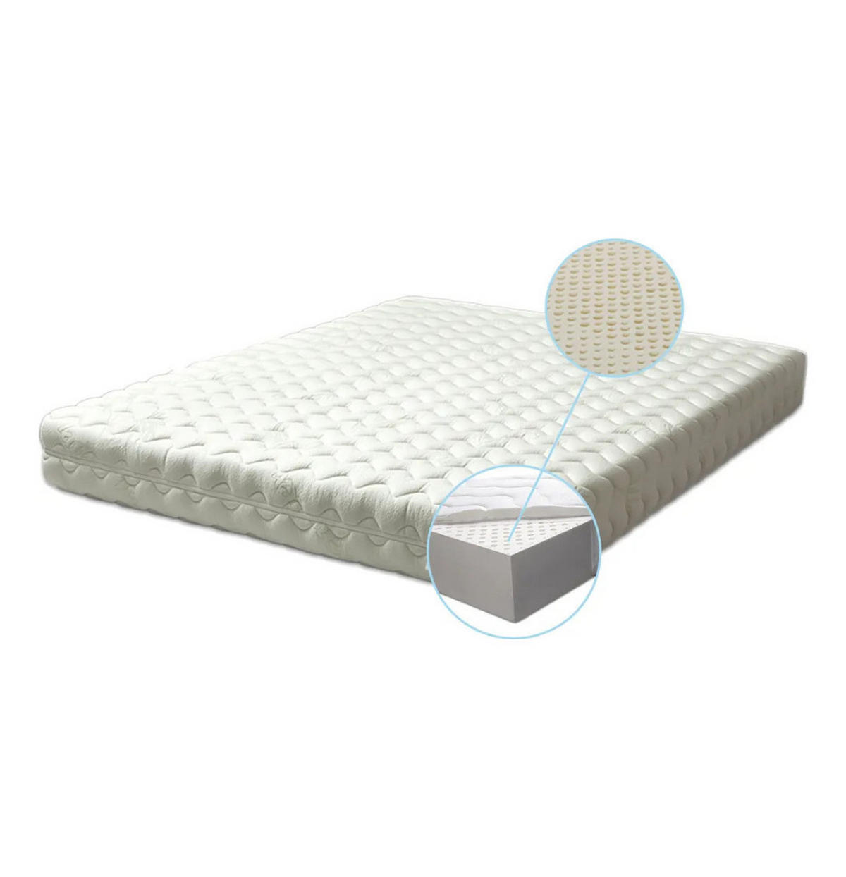 MATRATZE Lux Latex Weiß 200x200 cm H2 - Höhe 20 cm - Weiß, Textil (200/200cm) - Letti Moderni