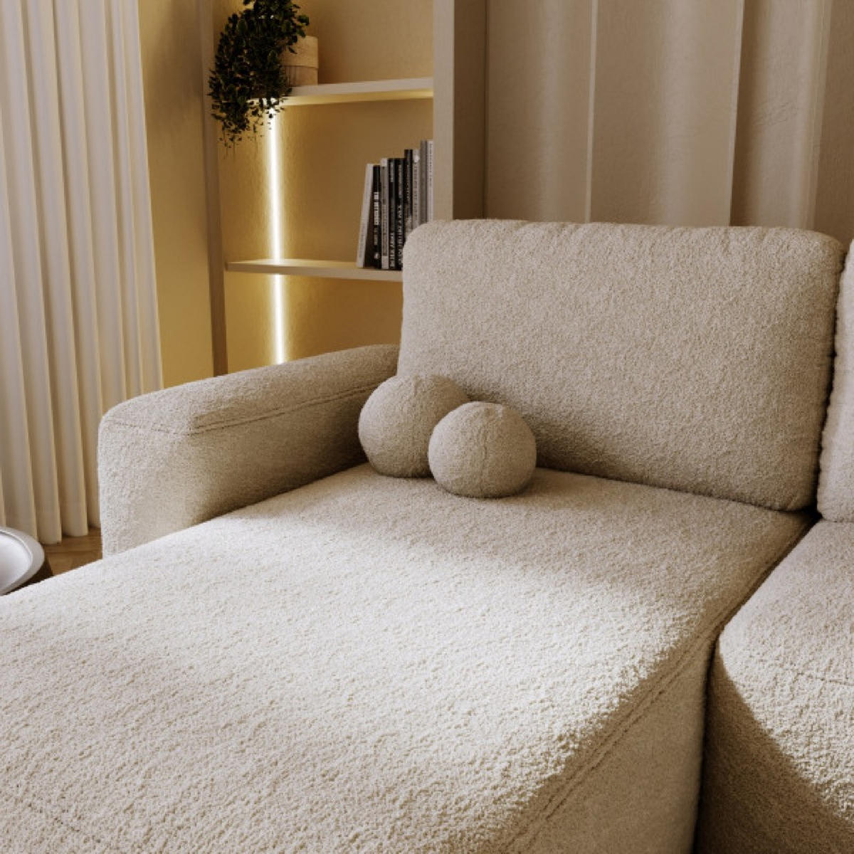 ECKSOFA Hellbeige ILO Mit Bettkasten Und Schlaffunktion - Beige, Textil (374/177cm) - Sepro Meble