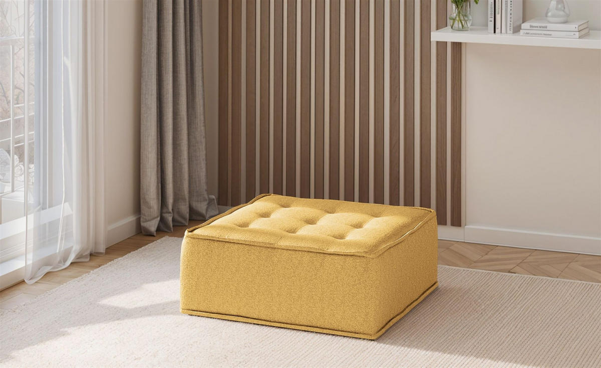 POLSTERHOCKER Sande In Raven - Gelb, Holzwerkstoff/Textil (90/38/90cm) - Fun Möbel