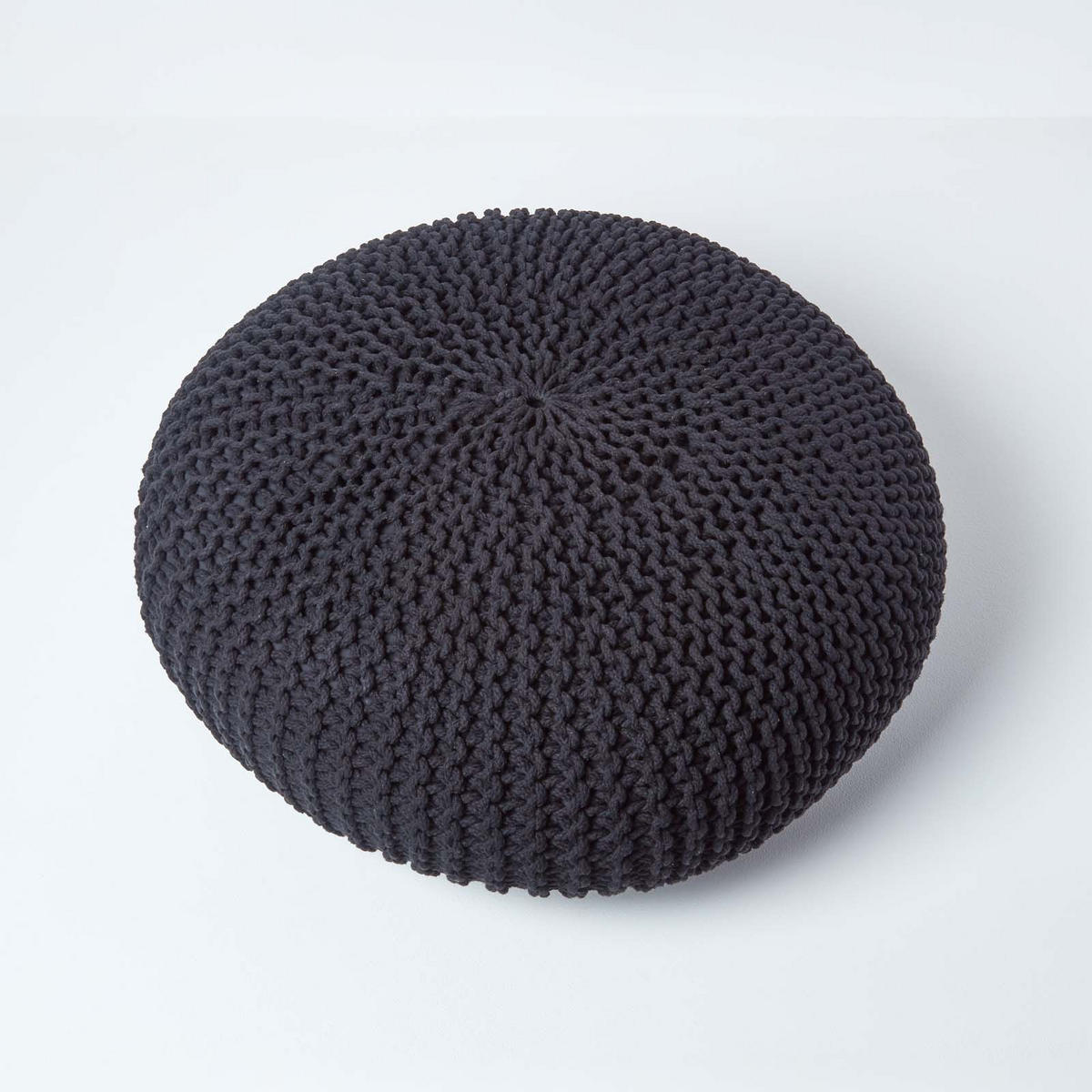 STRICK-POUF schwarz, Bodenkissen rund 70/70/23 cm - Schwarz, Textil (70/23/70cm) - Homescapes