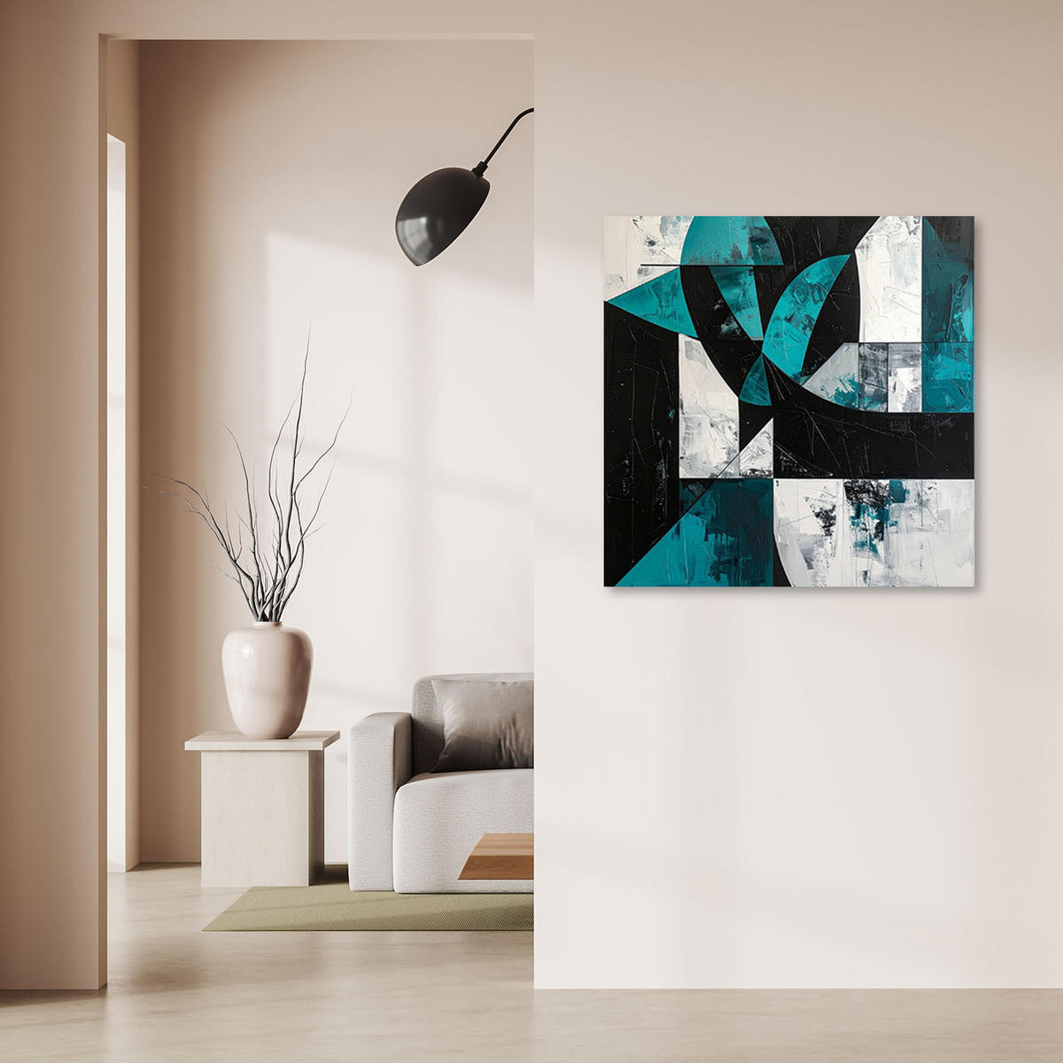 LEINWANDBILD 3D und geometrisch 40x40cm - Türkis, Textil (40/40cm) - Feeby