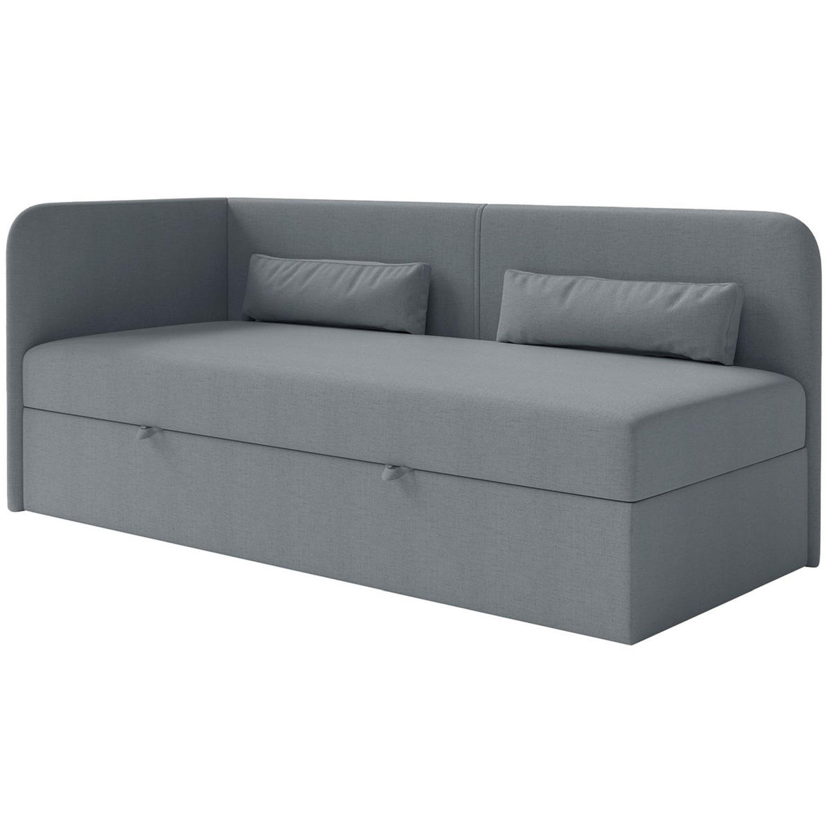 JUGENDBETT Calmmo Dunkelgrau mit Chenille-Bezug, Kopfteil links - Dunkelgrau, Textil (90/200cm) - Selsey