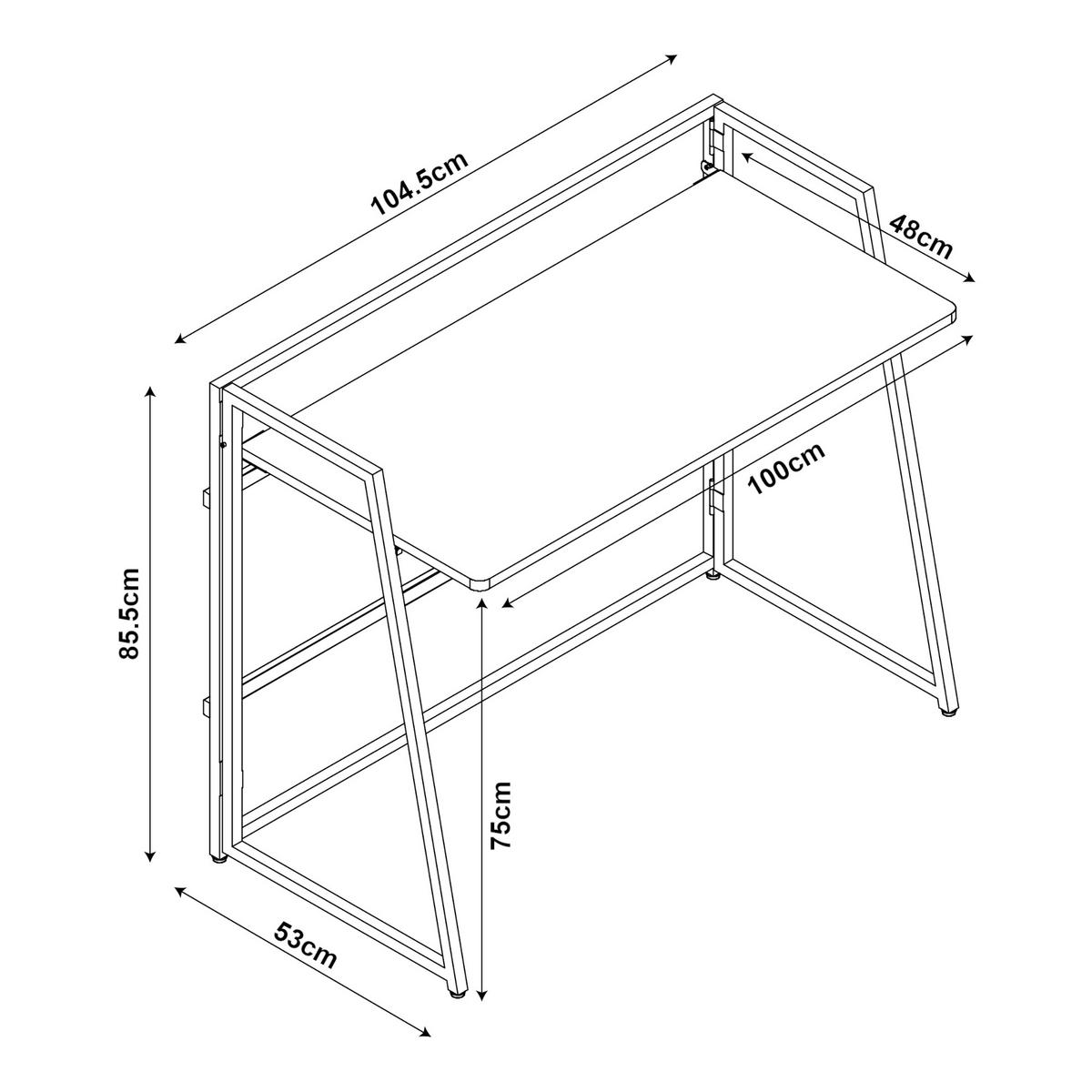 SCHREIBTISCH klappbar Ringerike - Walnussfarben/Schwarz, Holzwerkstoff/Metall (104.5/53/85.5cm) - [en.casa]