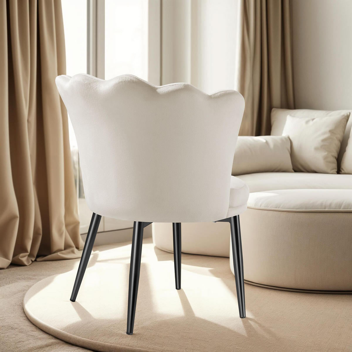 SESSEL Stella,67 x 64 x 76 cm,Samtoptik creme/schwarz - Schwarz/Samtahornfarben, Textil (67/76/64cm) - tectake