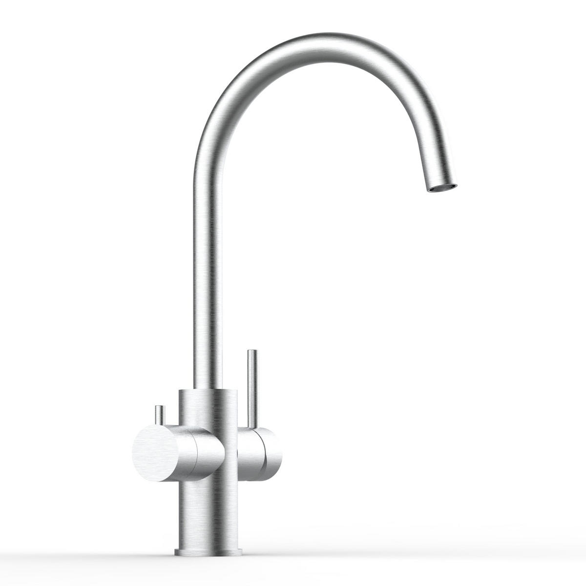 5-WEGE-KÜCHENARMATUR, Edelstahl Massiv aus Chirurgenstahl, Gebürstet, 560° schwenkbar - Edelstahlfarben, Metall (21.4/38.6/21.4cm) - VIZIO