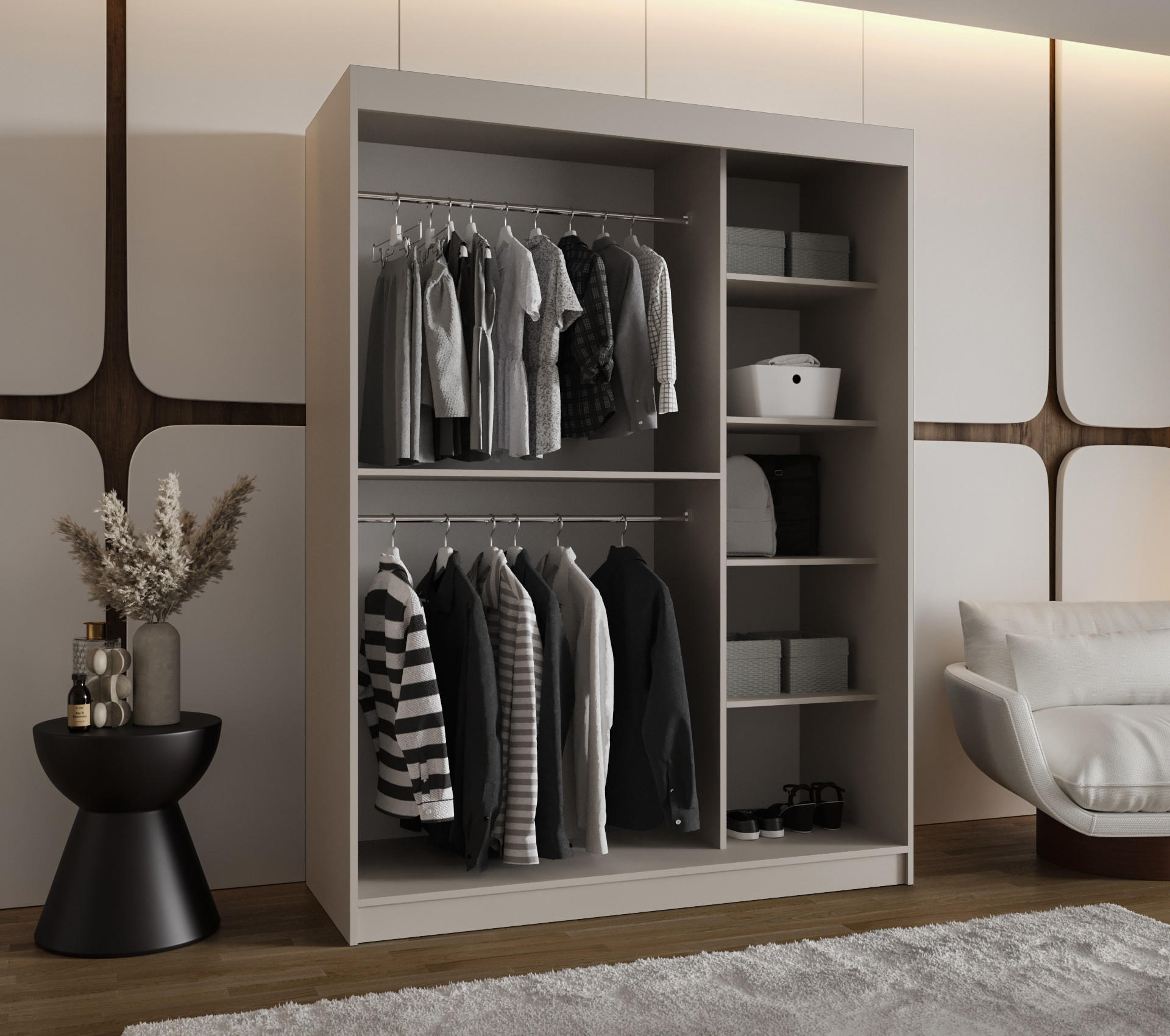 SCHWEBETÜRENSCHRANK 200/150/62 2-türig - Kaschmir, Holz (150/200/62cm) - Abiks Möbel