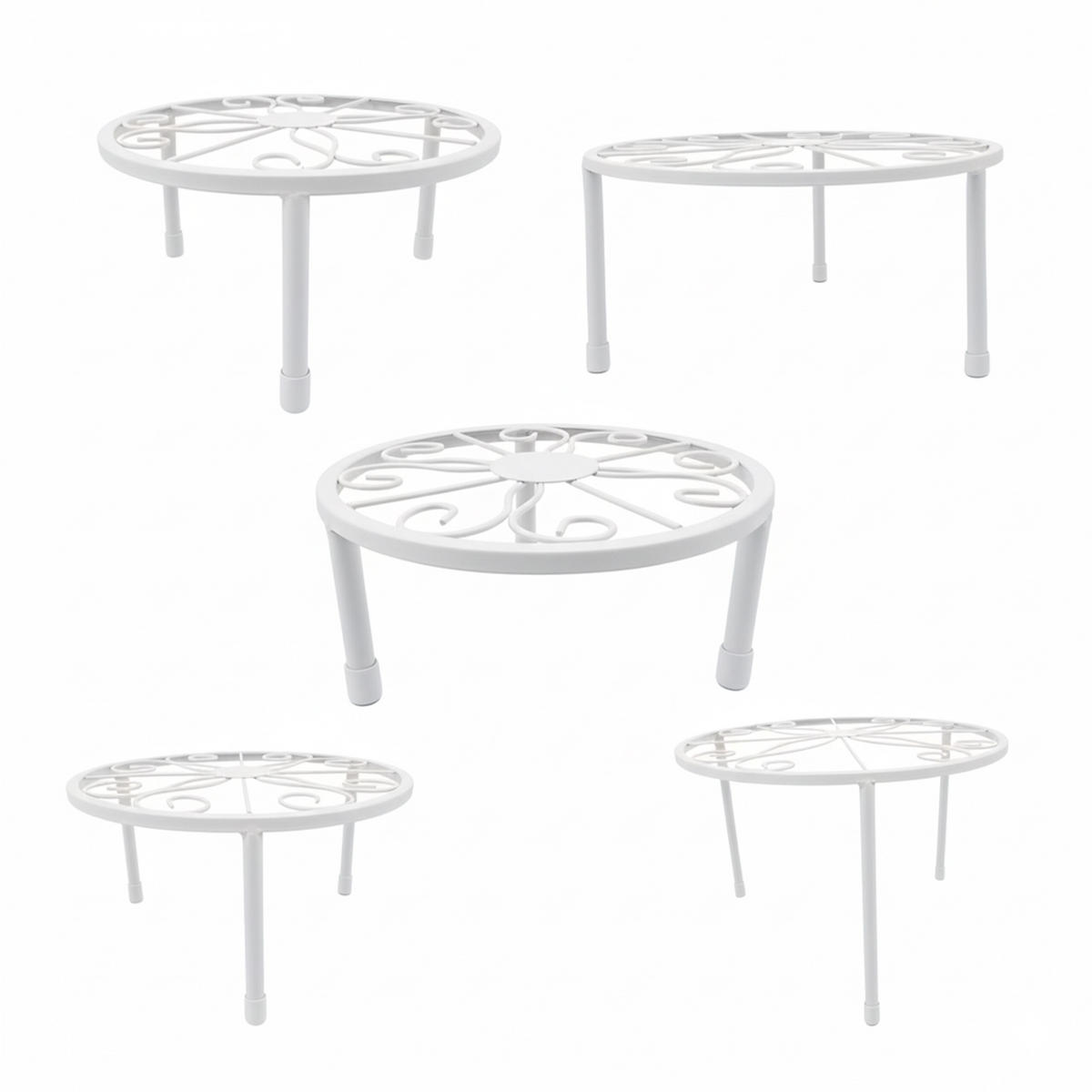 5DÍLNÁ sada stojanů na květiny - bílá, kov (30/20/30cm) - Relaxdays