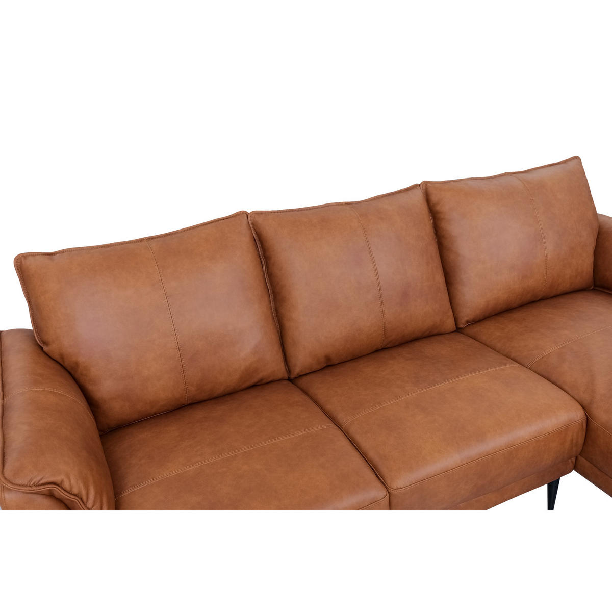 ECKSOFA Echtleder Braun - Schwarz/Braun, Leder/Metall (233/155cm) - Furnhouse