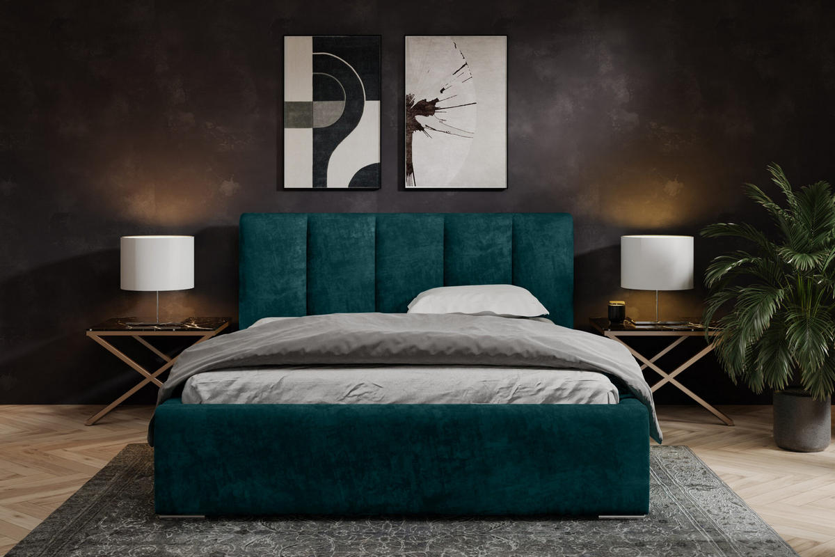 POLSTERBETT mit Bettkasten Avinion 140x200 cm, Türkis - Türkis, Textil (140/200cm) - Meblito