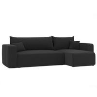 ECKSOFA Schwarz Cord-Stoff mit Bettkasten - Schwarz, Textil (248/145cm) - Idohome