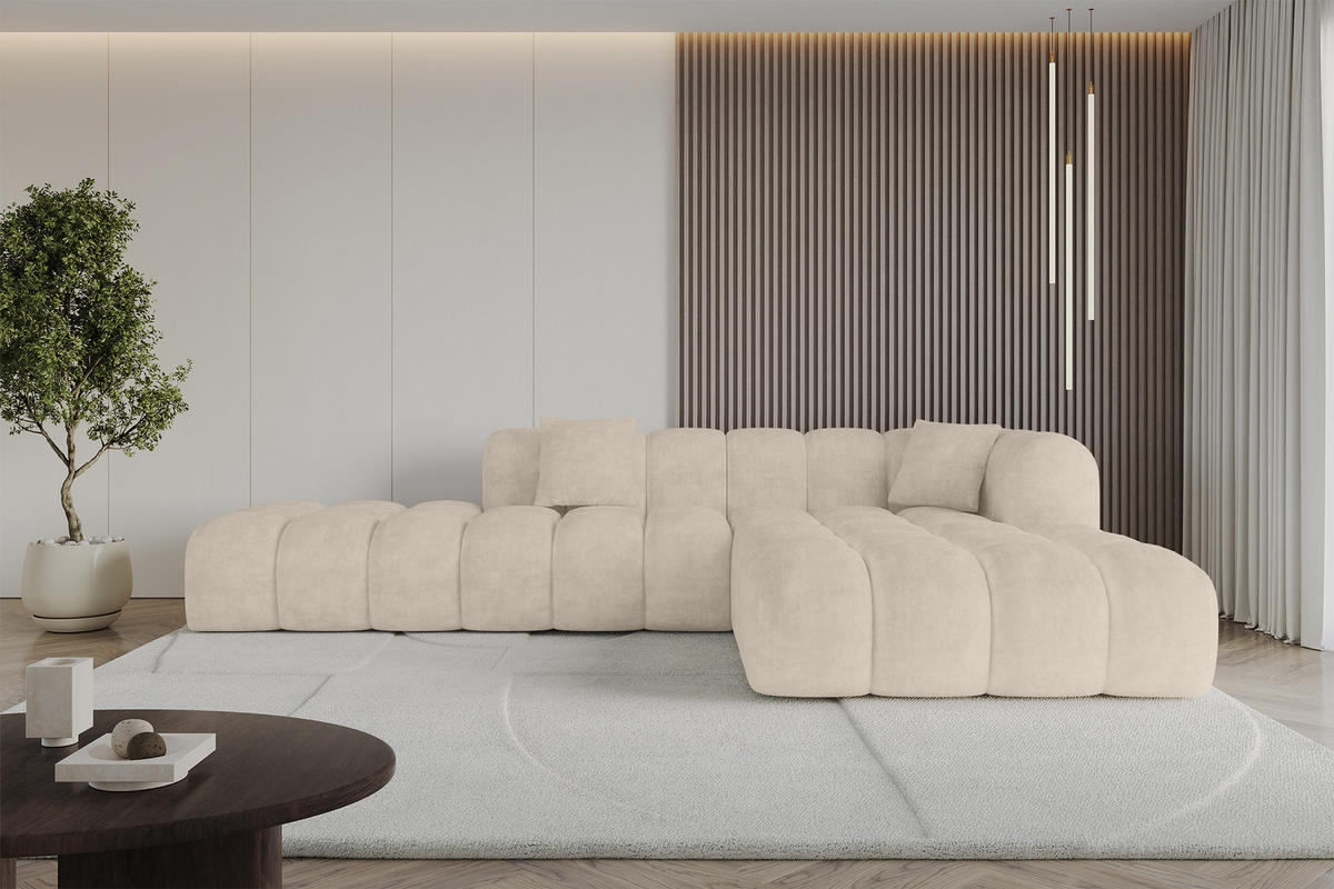 ECKSOFA Ottomane Rechts OLEA-L2 - 289x176x71 cm Taupe - Taupe/Schwarz, Holzwerkstoff/Kunststoff (289/176cm) - ALTDECOR